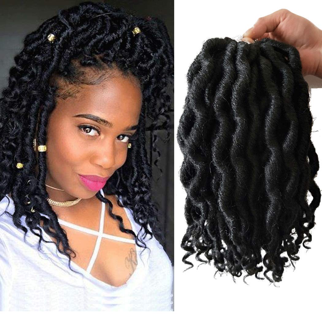 6 Packs Faux Locs Crochet Hair 12 Inch, Wavy Crochet Faux Locs