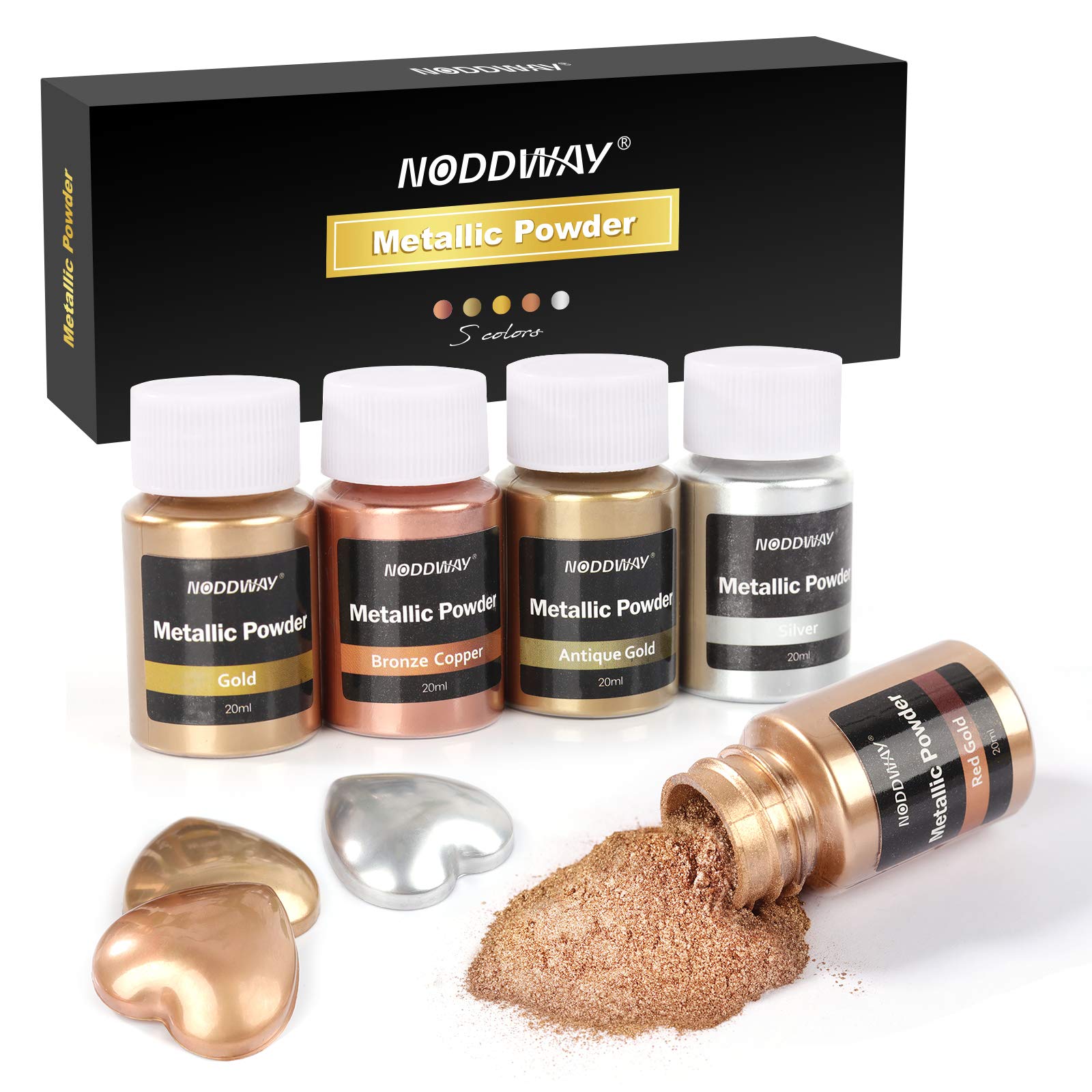NODDWAY Metallic Pigment Powder 20ml/Jar Gold Epoxy Resin Color Pigment  Powder Chrome Powders for Epoxy Resin Soap Slime Polymer and Painting Crafts