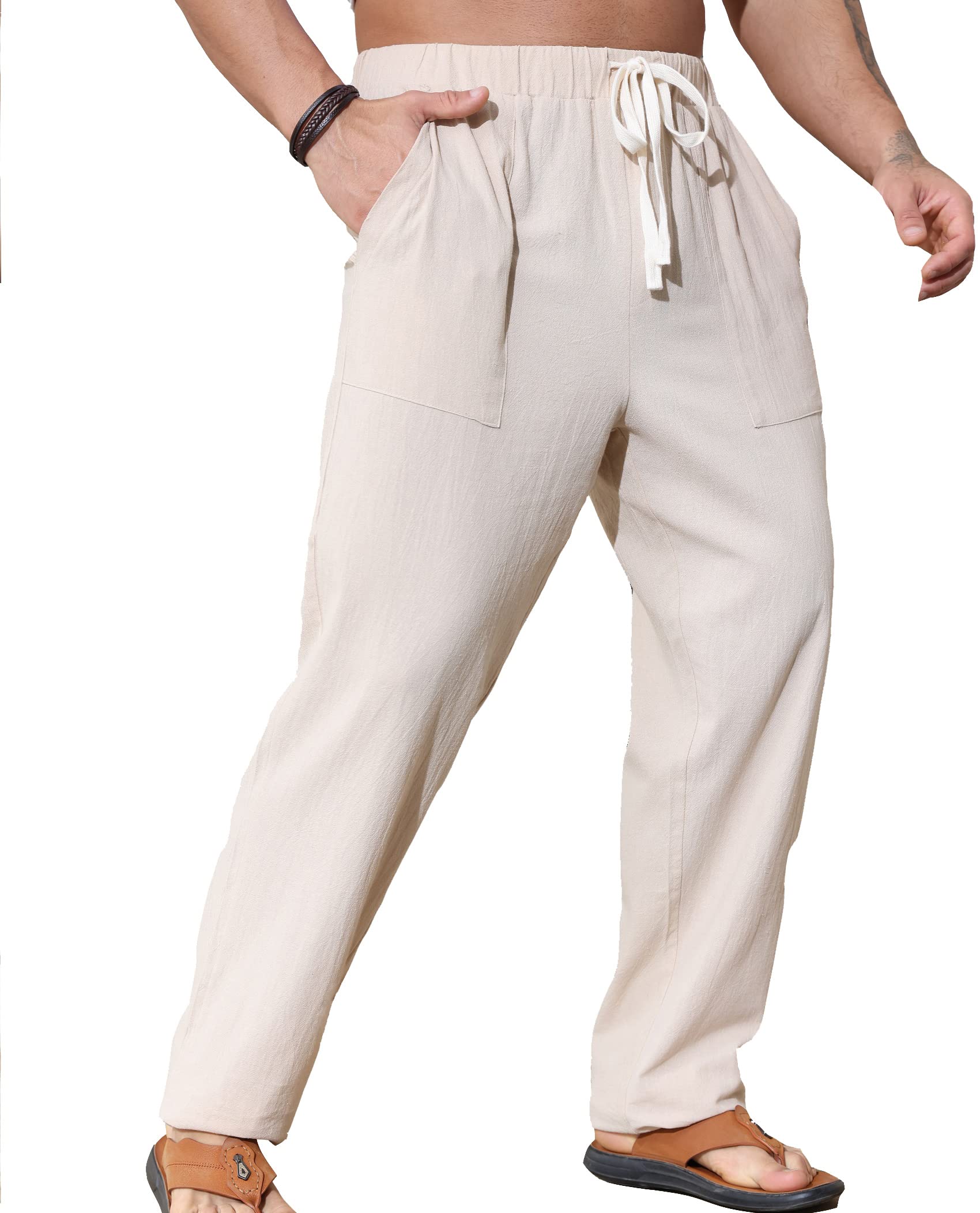 Buy Plilima Linen Pants for Men | Light Loose Fit Summer & Yoga Beach ...