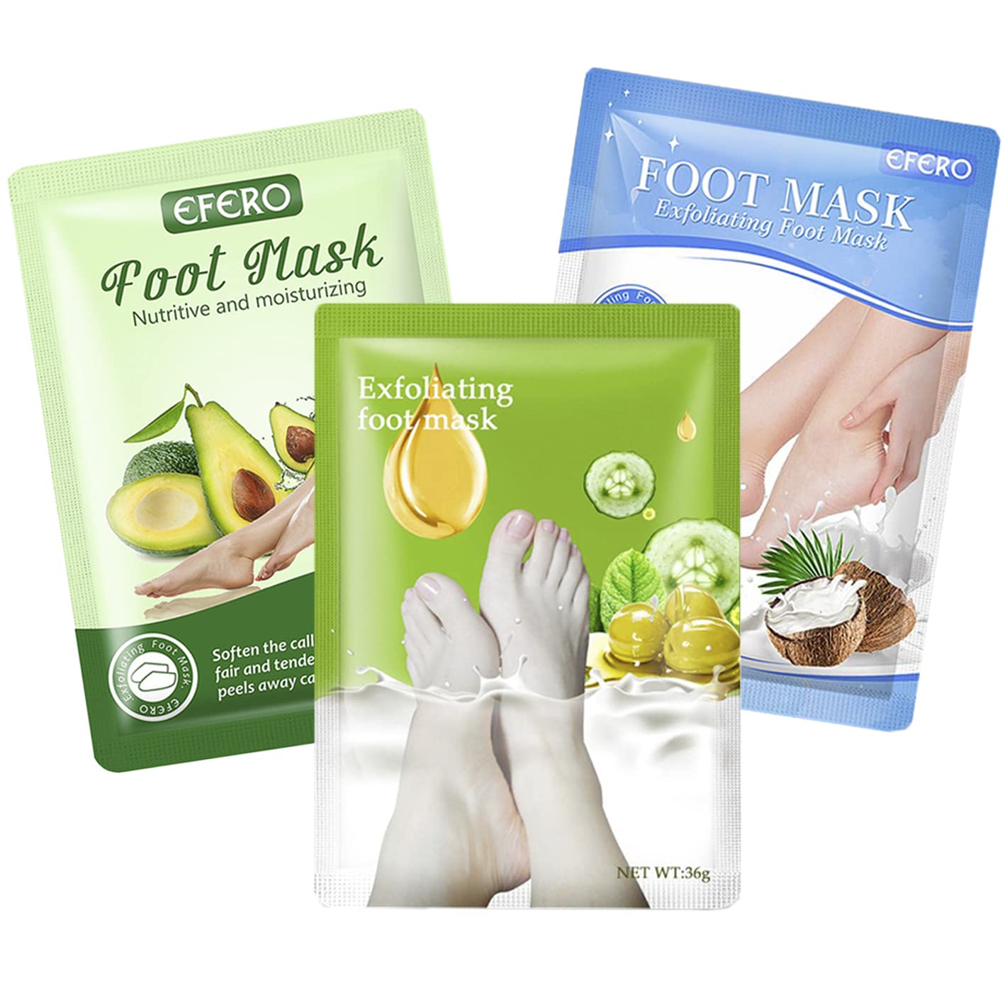 Nado Care Foot Peel Mask 3 Pack, Exfoliating Foot Masks, Natural Exfoliator  for Dry Dead Skin,