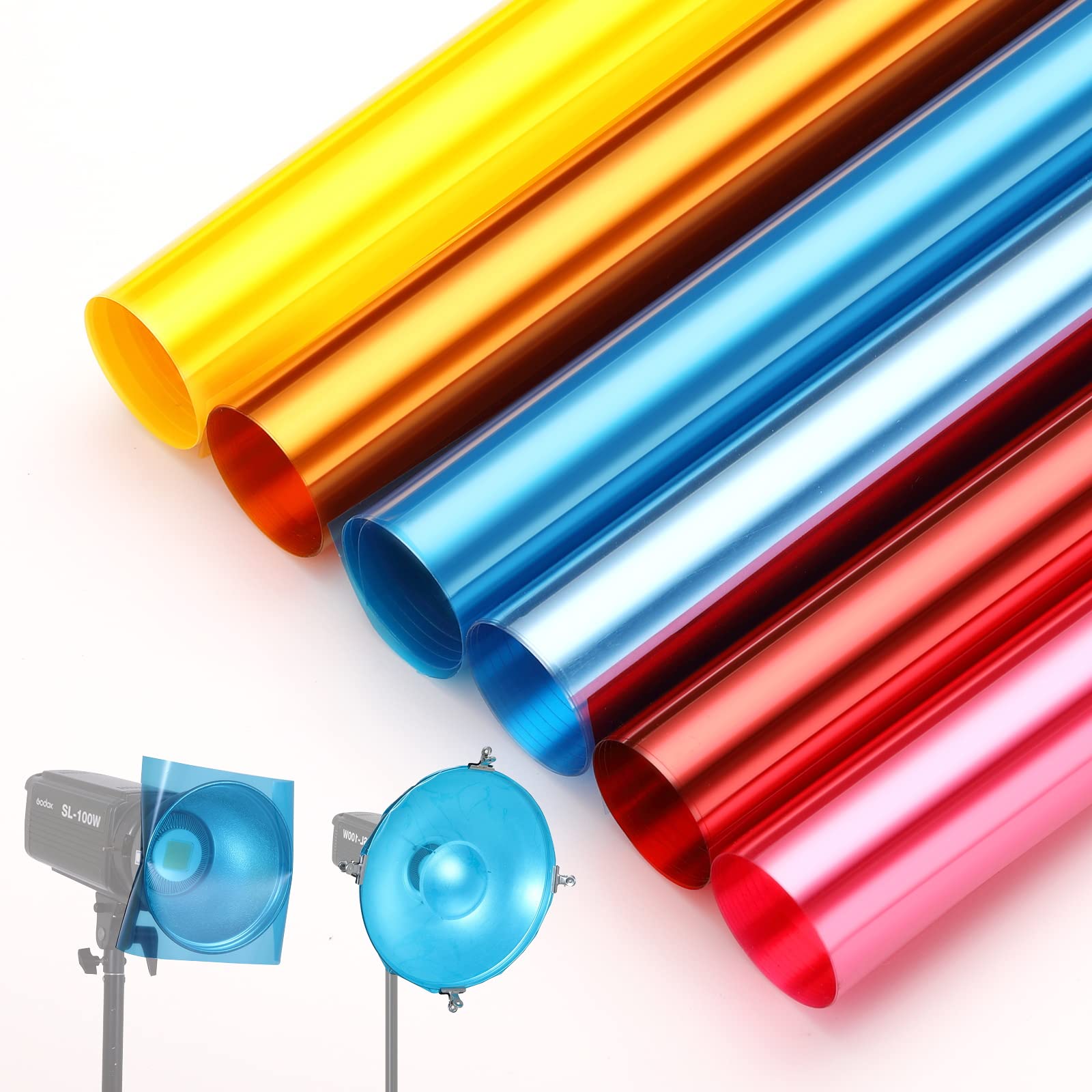 Lot De 9 Filtres De Gel Colorés Transparents A4 - PVC, 0.3mm, Pour Photo, Cinéma Et Scène (Rose, Fluorescent, Etc.)
