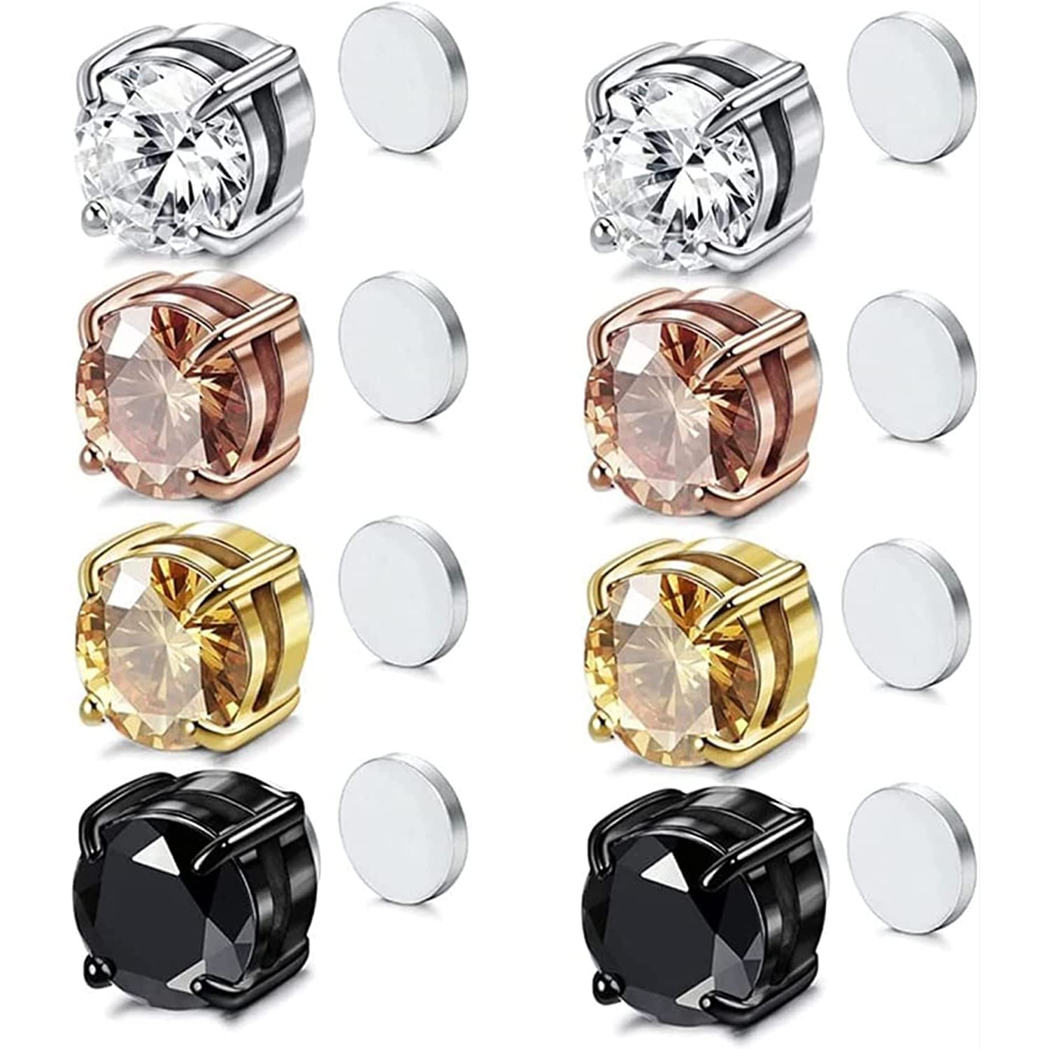 Buy Color Crystal Magnetic Clip On Stud Earrings for Kids Teen Girls Womens  Gift Set, Pack of 12 Pairs (Pink) at Amazon.in