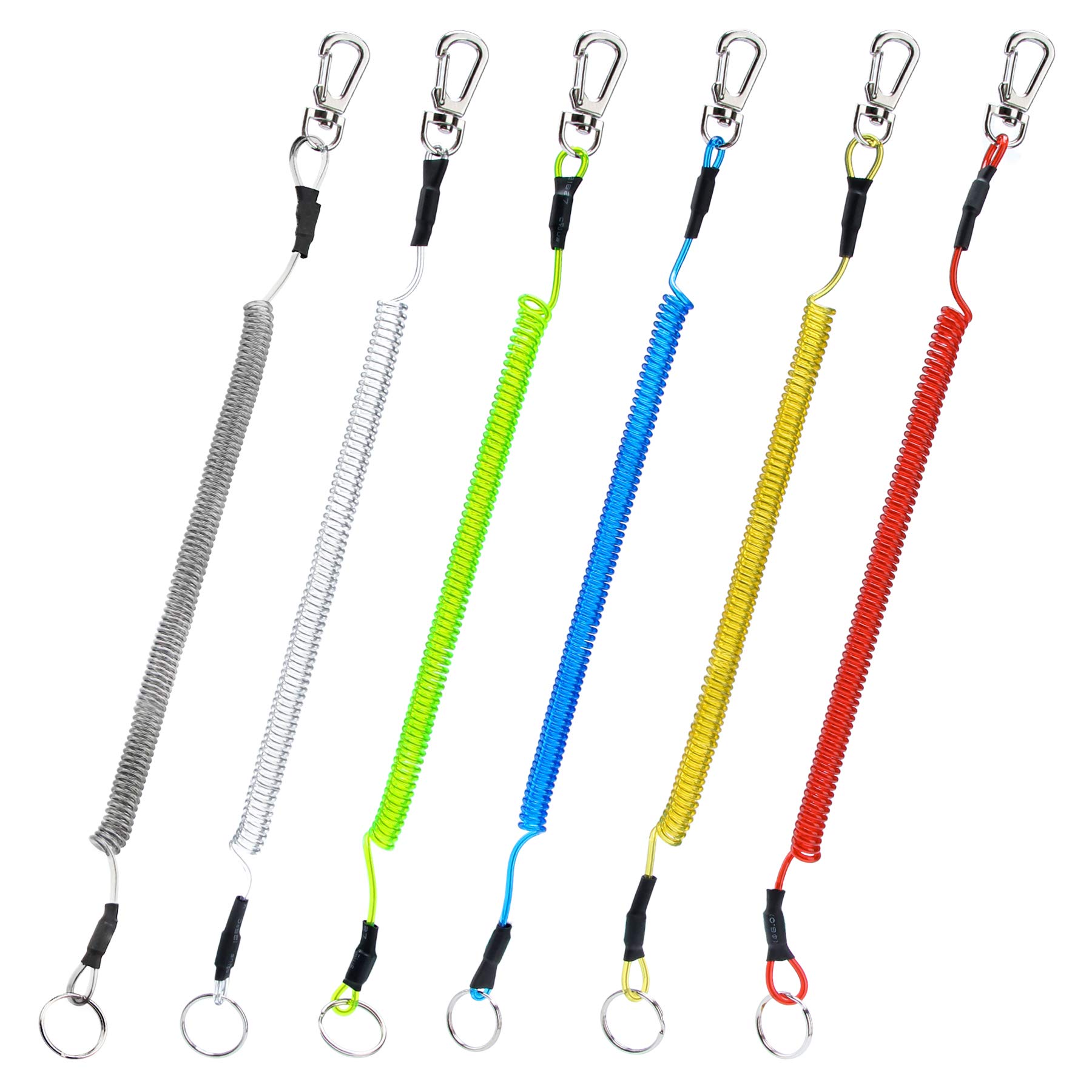 Booms Fishing T04 Fishing Lanyards Fishing Tool/Pole Safety Coil Lanyard  Retractable Wire Inside Tup Cover