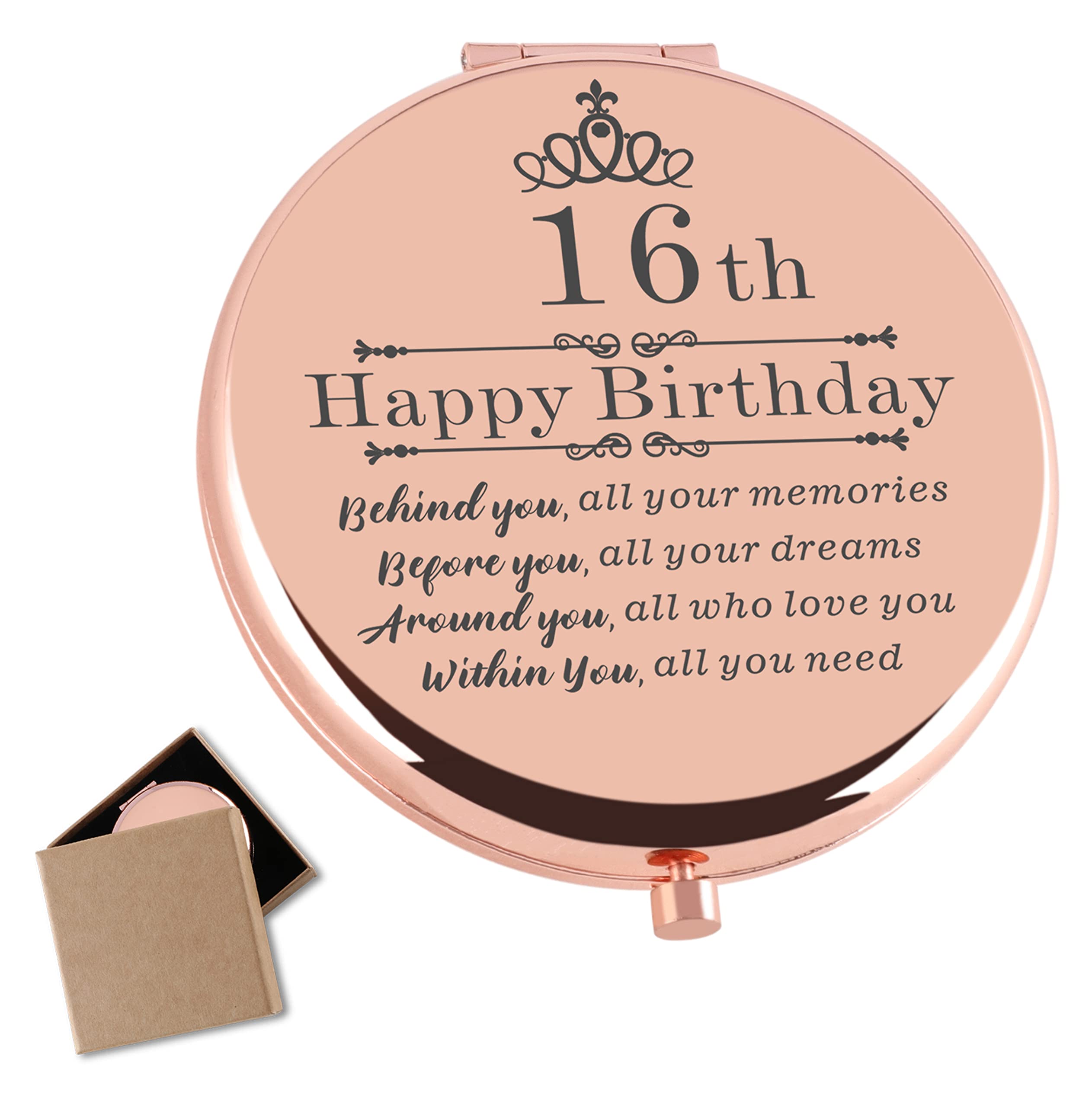 16 Year Old Girl Birthday Gift Rose Gold Compact Makeup Mirror