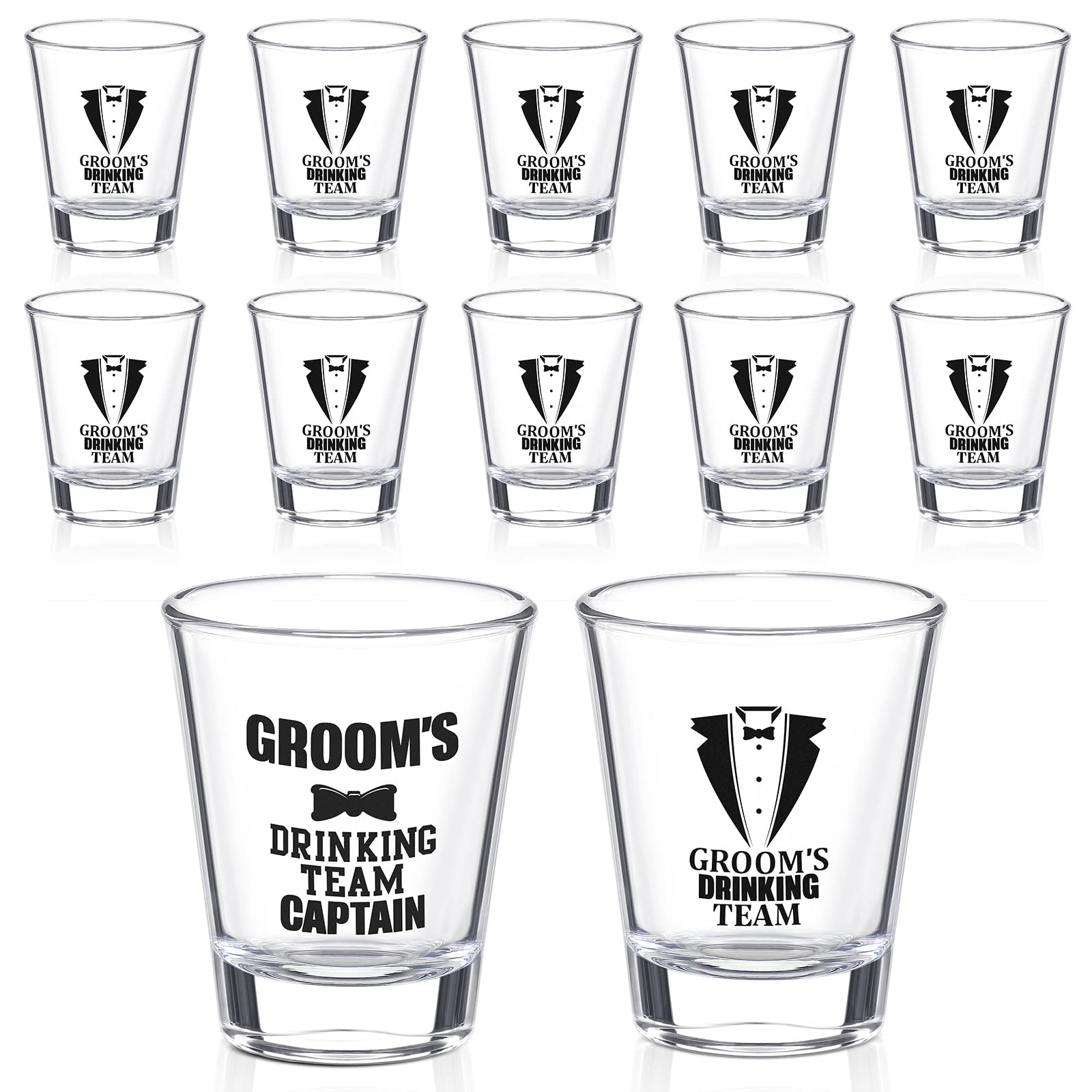 CHENGU 12 Pieces 2 oz Groomsmen Glasses Groom's Drinking Team Glasses  Wedding Party Glasses Cups Groom's