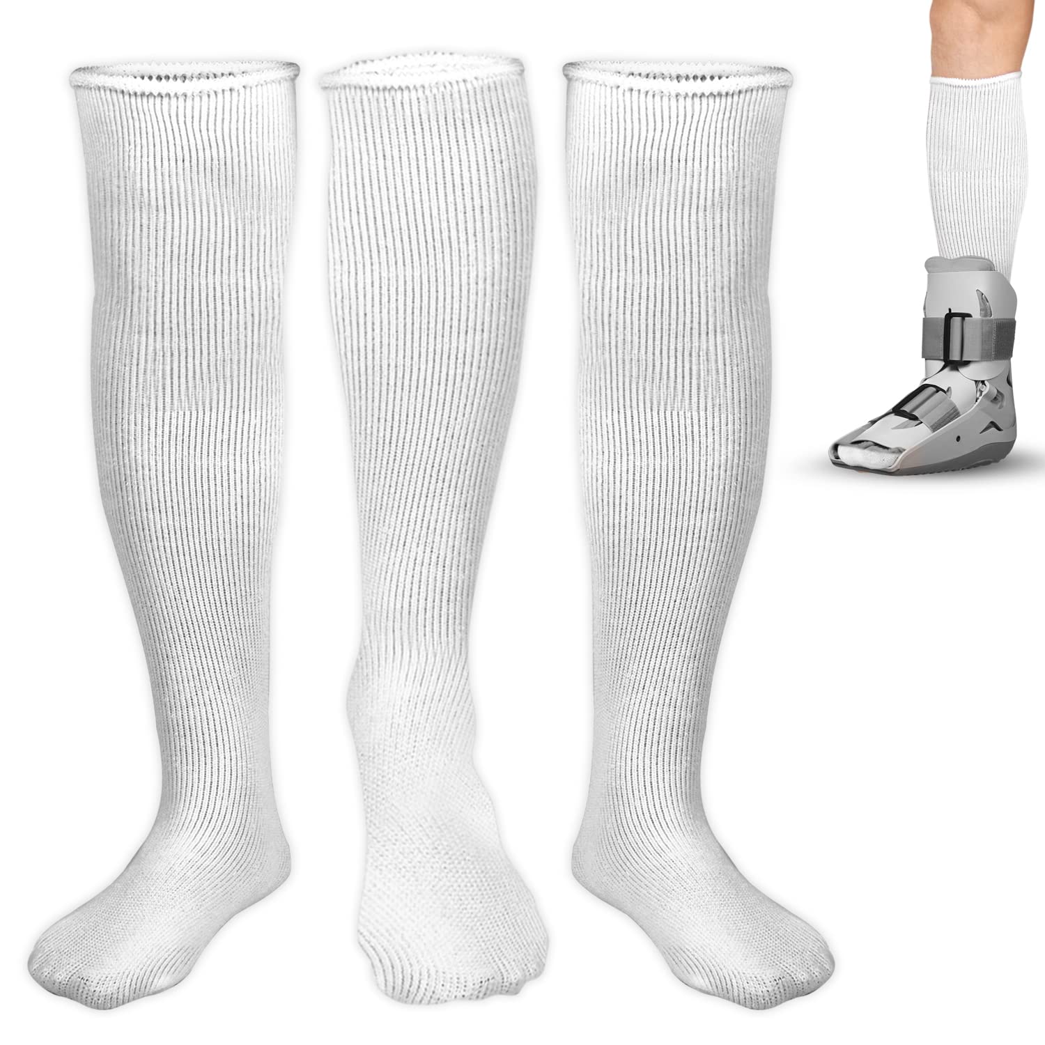 3 Pack - 19 Replacement Sock Liner for Short Aircast Compression Walking  Boot Ankle Walker Brace - Breathable Orthopedics Socks for Cast Boot - Walking  Boot Socks Women Men One Size Fits Most