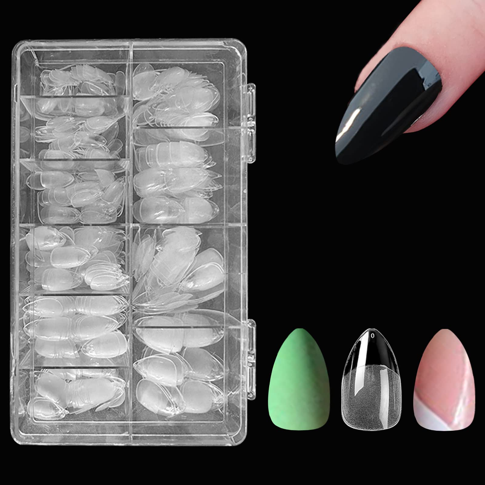 BOPONA Press on Nails 500pcs Almond False Nail Tips Full Cover