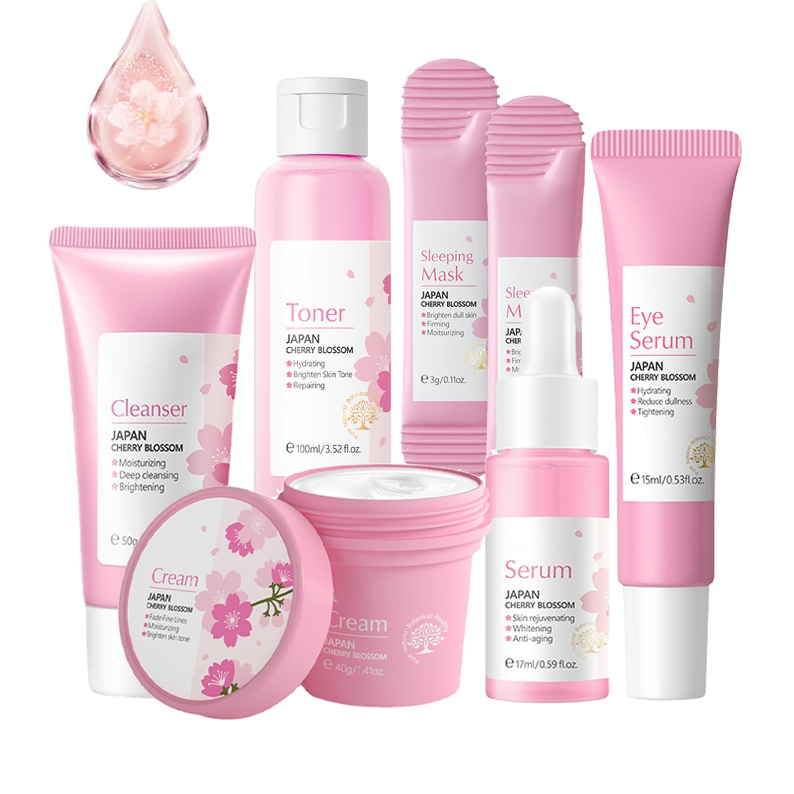 Skincare Gifts For Teenage Girls Cherry Blossom Skincare Sets Facial kit  Pamper Sets For Women Gifts Skin Care Sets & Kits with Cleanser Face Serum  Face Cream Toner Eye Cream Mask (7PCS