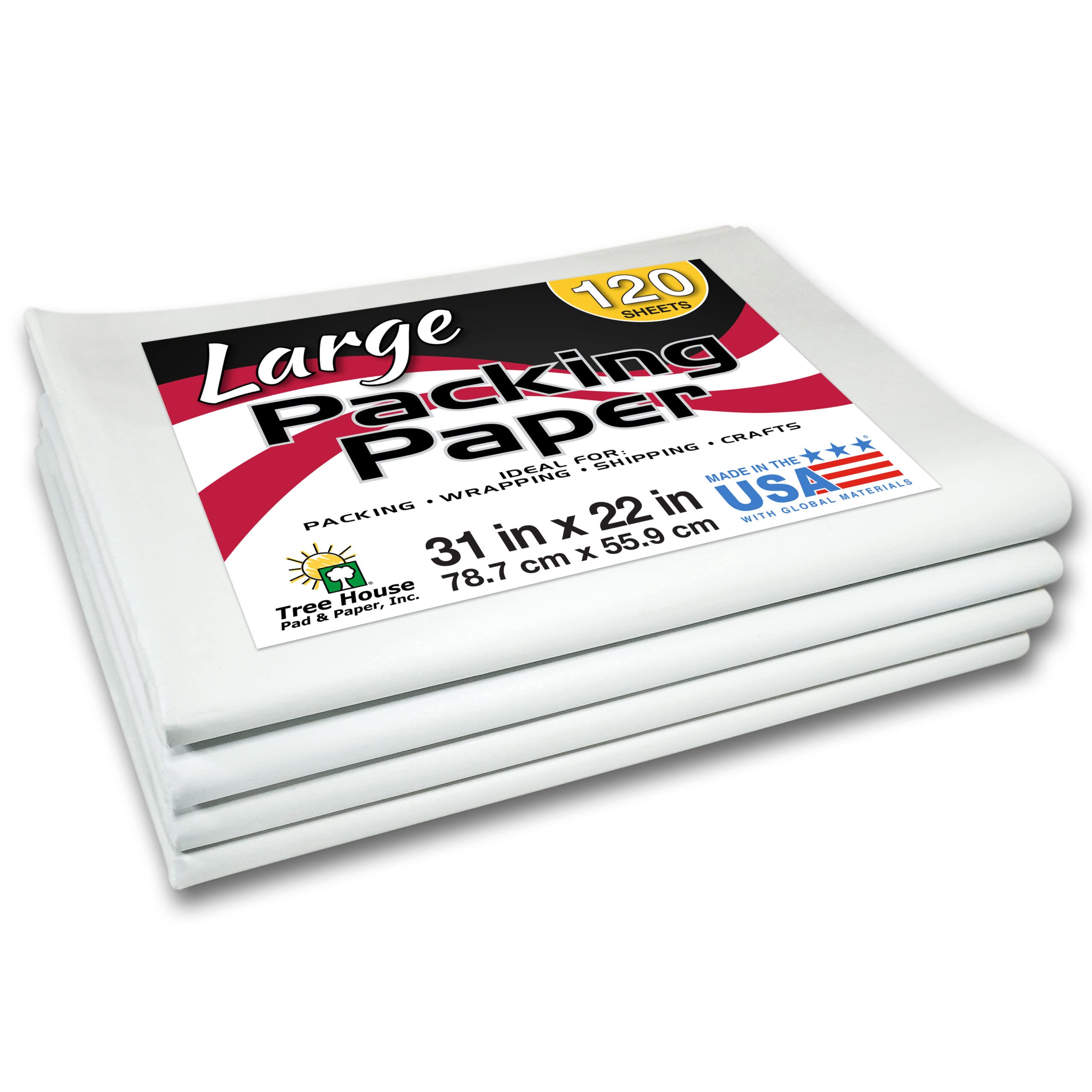 Packing Paper LARGE Sheets for Moving & Shipping, 120 Sheets of Newsprint,  31x22, Made in the USA