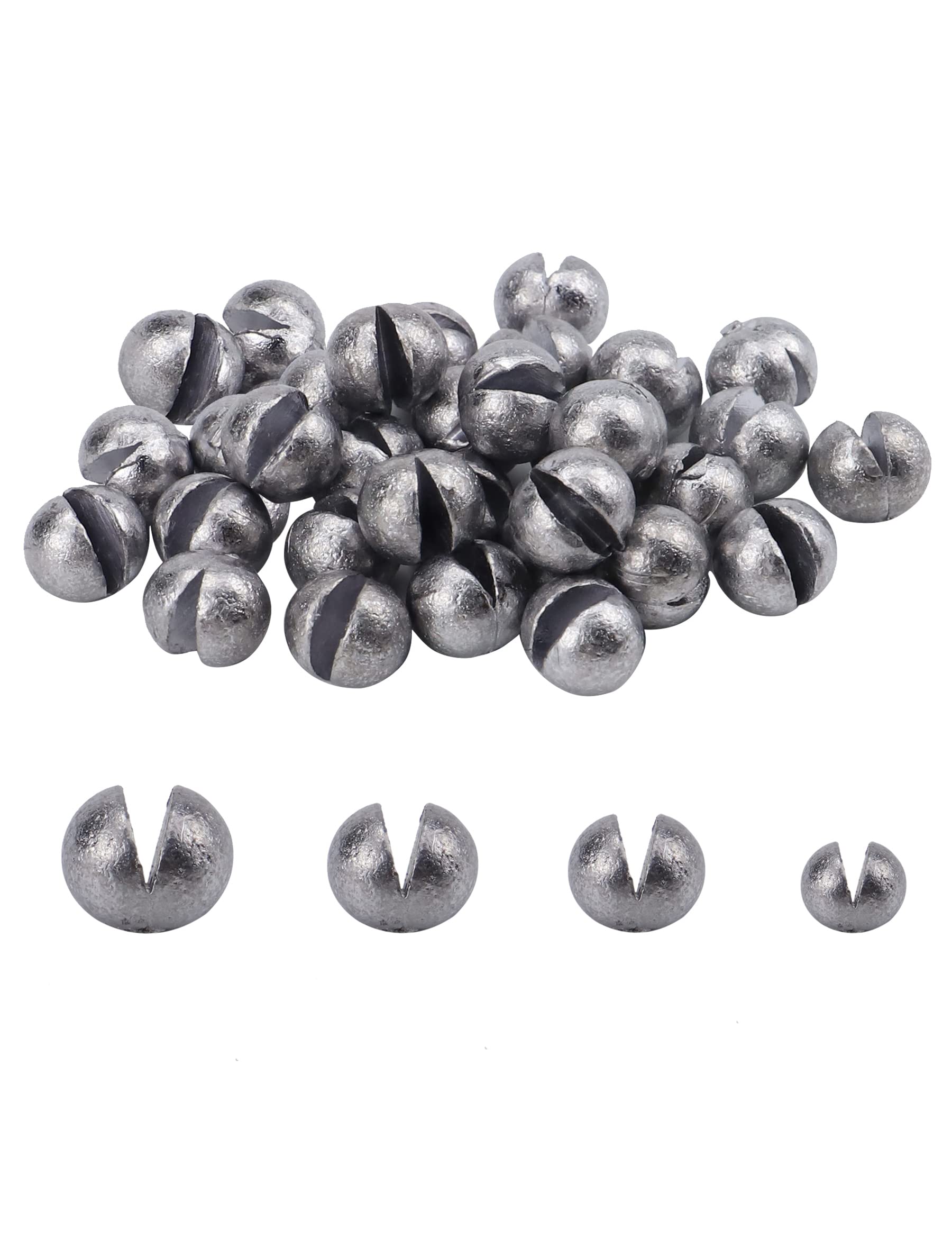 Avlcoaky Split Shot Fishing Weights 50 Pack Large Sinkers for Fishing Line  Removable Round Split Shot Sinkers Saltwater Freshwater -  0.15/0.25/0.35/0.5ounce 0.15 ounce, 50-Pack