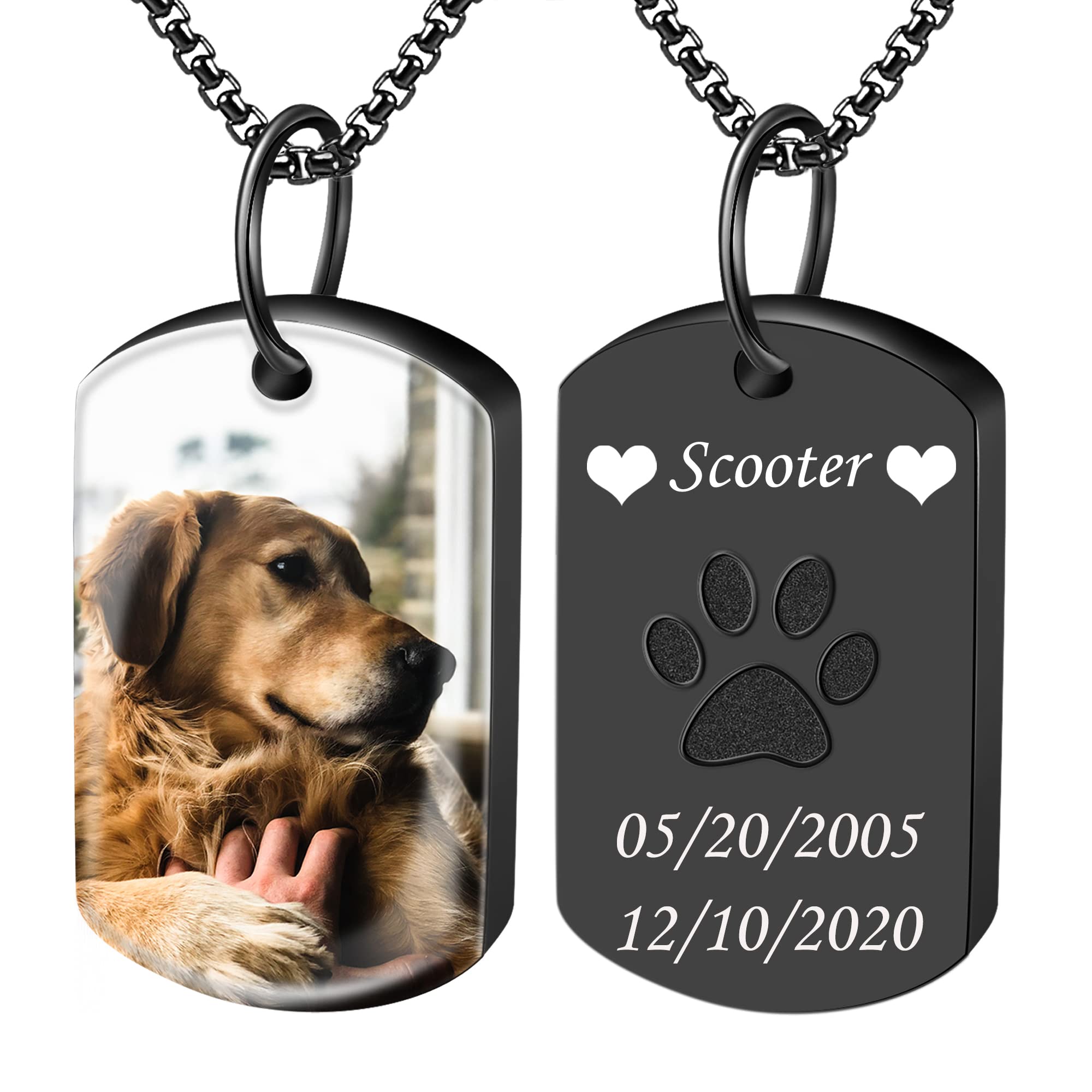 Fanery Sue Personalized Ash Necklace for Dog, Custom Pet/Dog Urn Necklace  for Ashes, Pet Cremation Jewelry Memorial Dog/Pet Keepsake Necklace NECKLACE  - Black dog tag - full color image