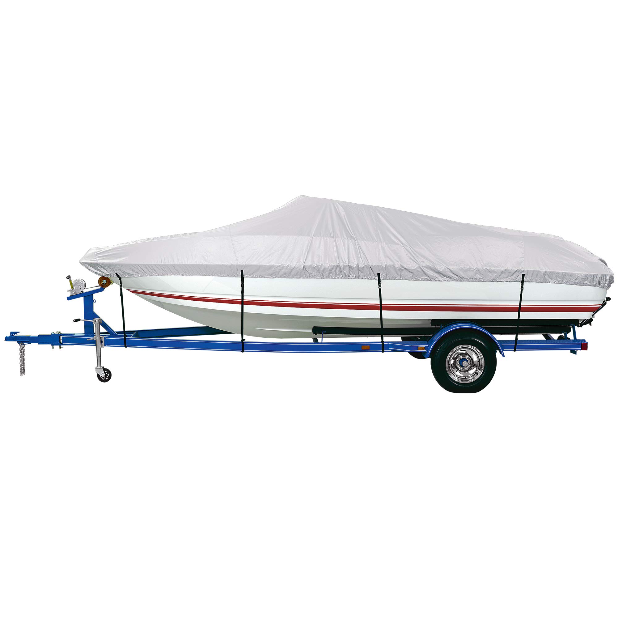 iCOVER Trailerable Boat Cover- 20'-23' Waterproof Heavy Duty Marine Grade  Polyester, Fits V-Hull,Fish&Ski,Pro-Style,Fishing Boat,Runabout,Bass Boat,  up to 20ft-23ft Long X 100 Wide 150D silver E:20'-23' Long,Beam Width up