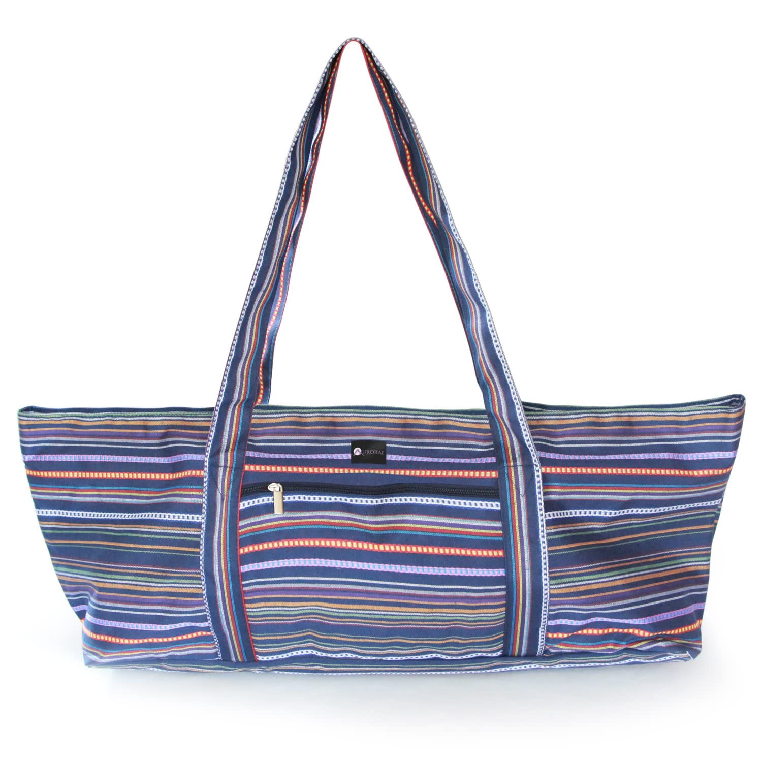 AURORAE Yoga Mat Tote Bag, Extra Wide to Fit Most Yoga Mats and  Accessories, in One Size Navy Multi