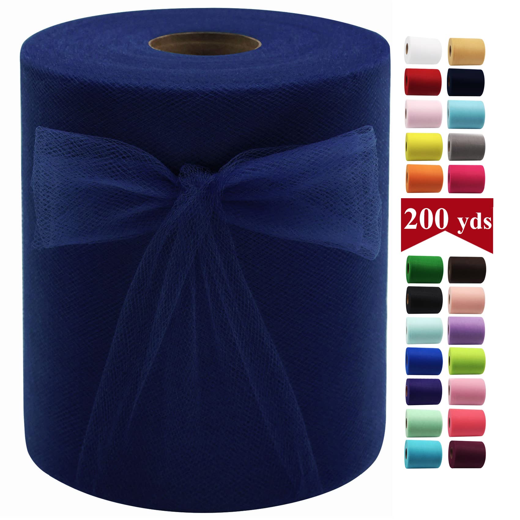 Navy Blue Tulle Fabric Rolls 6 Inch by 200 Yards (600 feet) Fabric Spool  Tulle Ribbon for DIY Navy Blue Tutu Bow Baby Shower Birthday Party Wedding  Decorations Craft Supplies