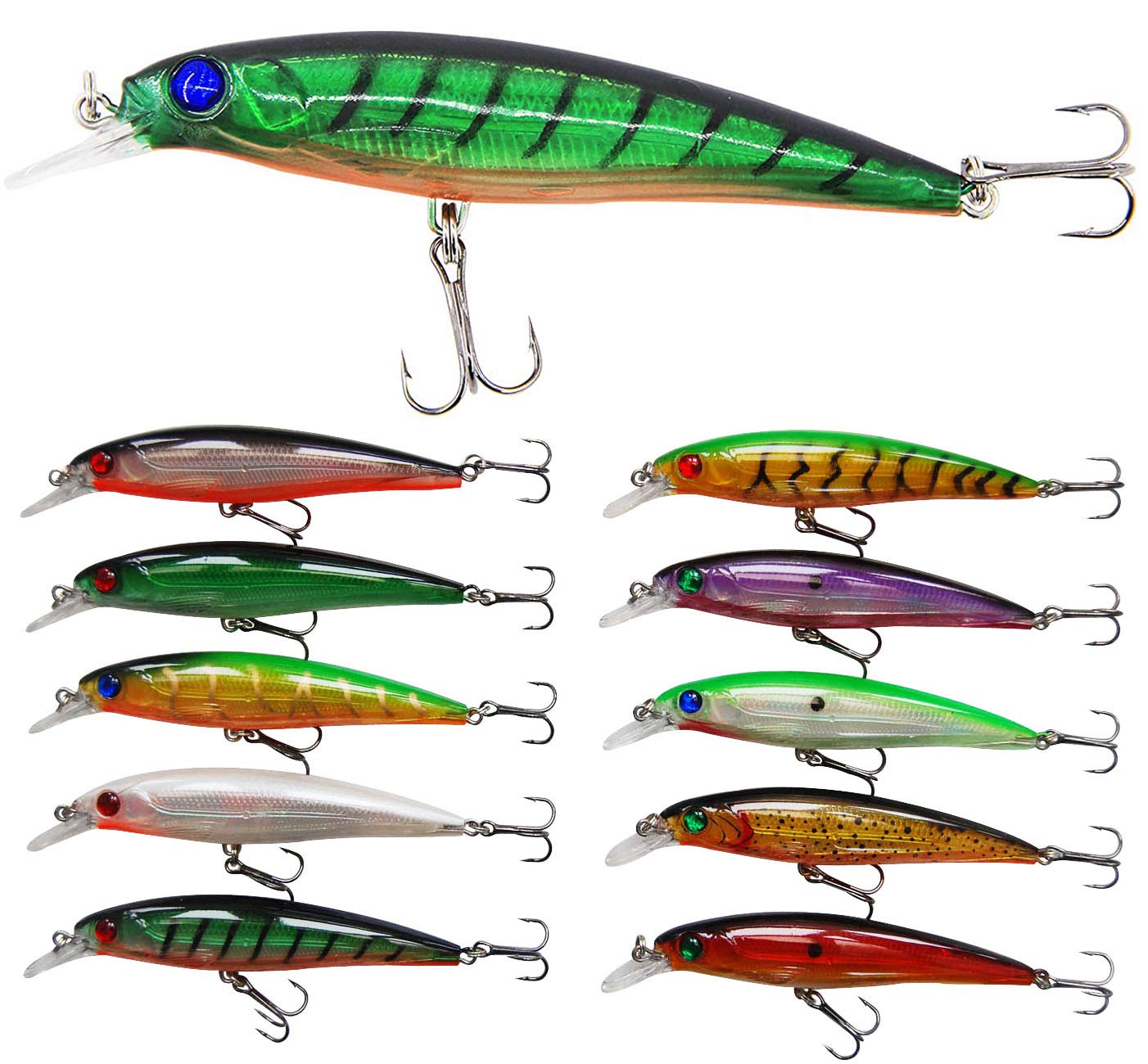 Salwater Fishing Lures Hard Baits Set, 3D Eyes Minnow Crankbaits Swimbaits  Topwater Fishing Lures Kit for