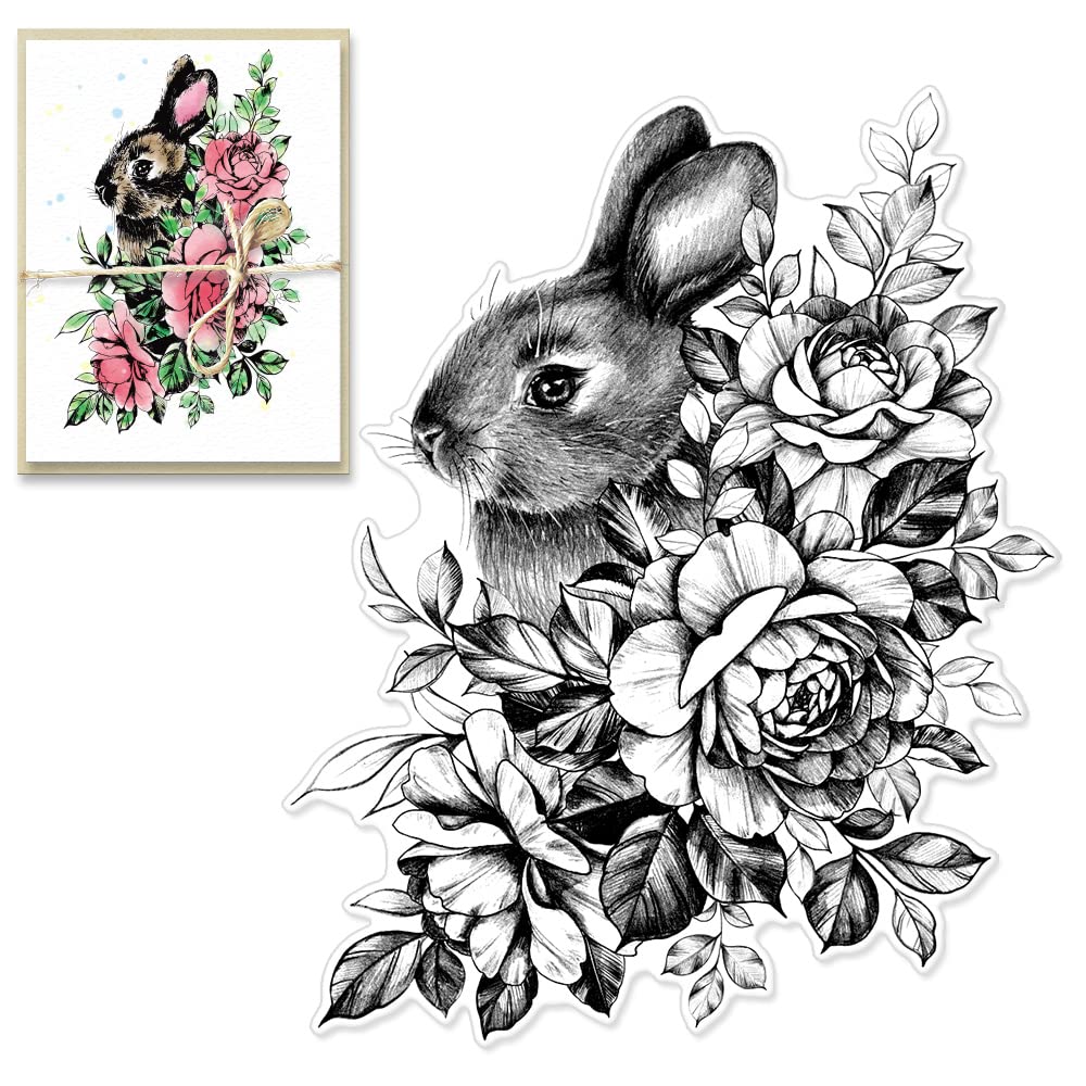 Easter Rabbit Background Clear Stamps for Card Making Decoration and  Scrapbooking Supplies, Animals Flowers Rose Transparent Rubber Stamps for  Easter Day Paper Card Photo Album Crafting Supplies Flower Rabbit