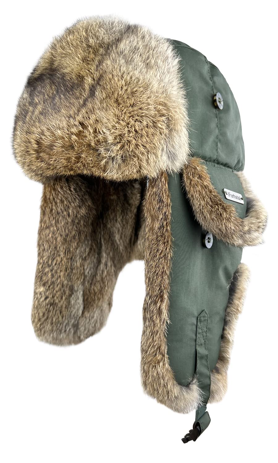 Winter Trapper Hat for Men Women 100% Real Rabbit Fur Russian Fur Winter  Ushanka Hat Men Aviator Bomber Hat Mens Trapper Hat Army Green Large-X-Large