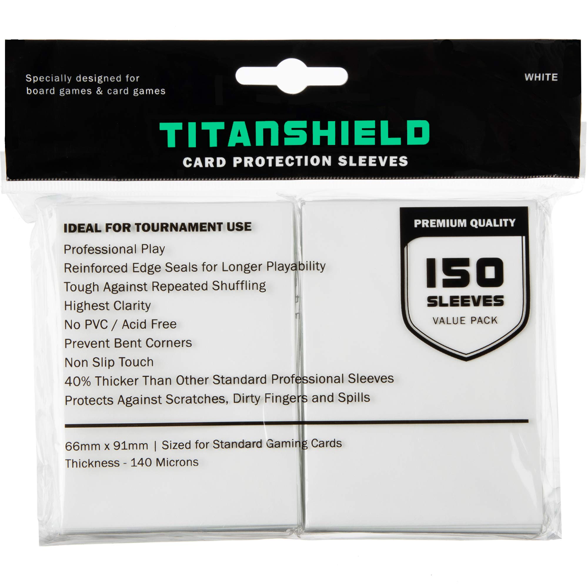 TitanShield (150 Sleeves/White Standard Size Board Game Trading Card  Sleeves Deck Protector for MTG, Baseball