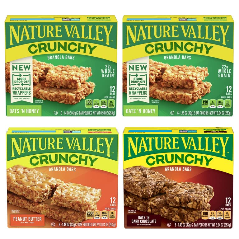 Nature Valley Granola Bars Variety Pack - Oats N Honey, Oats N Dark  Chocolate, Peanut Butter, Peanut