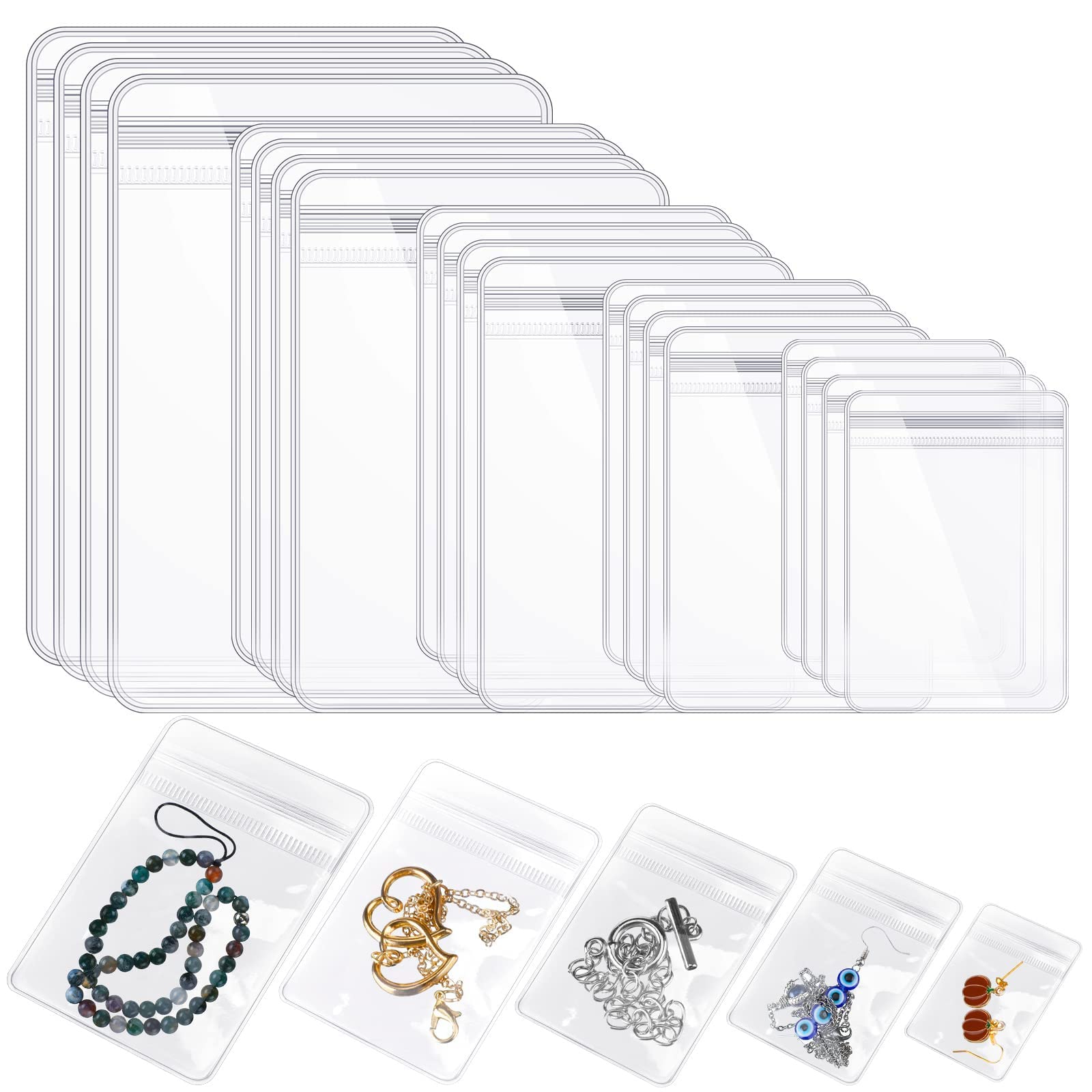 160 Pieces Self Seal Jewelry PVC Bags Plastic Anti Tarnish Jewelry Storage  Bags Clear Jewelry Organizer Bag Jewelry Pouches Small Zipper Bags for  Holding Earring Ring Necklace Jewelry 5 Sizes