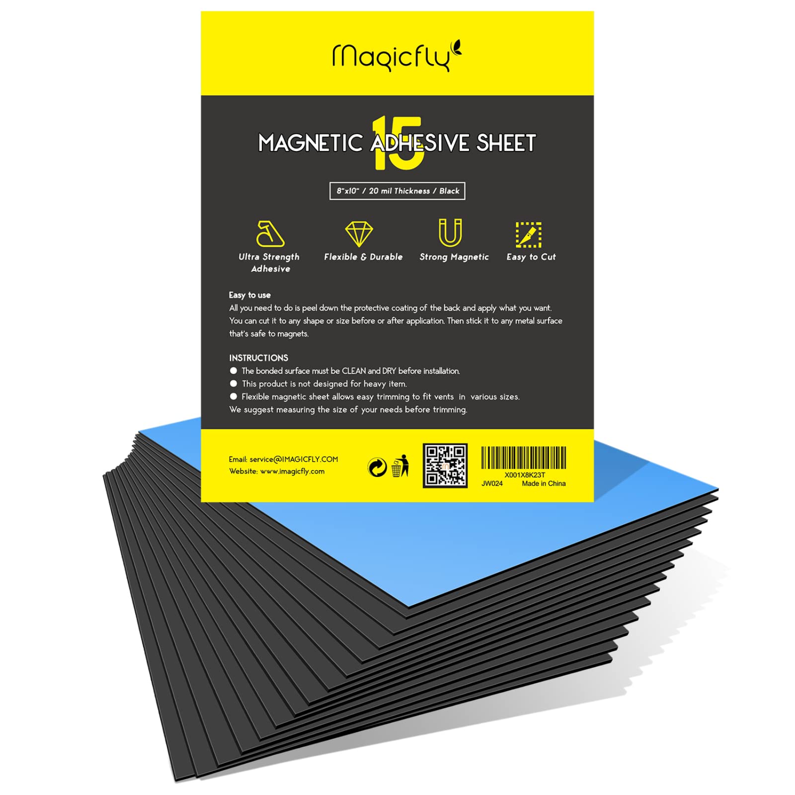 Magicfly Magnet Adhesive Sheets 8 x 10 Inch, 15 Pack Flexible