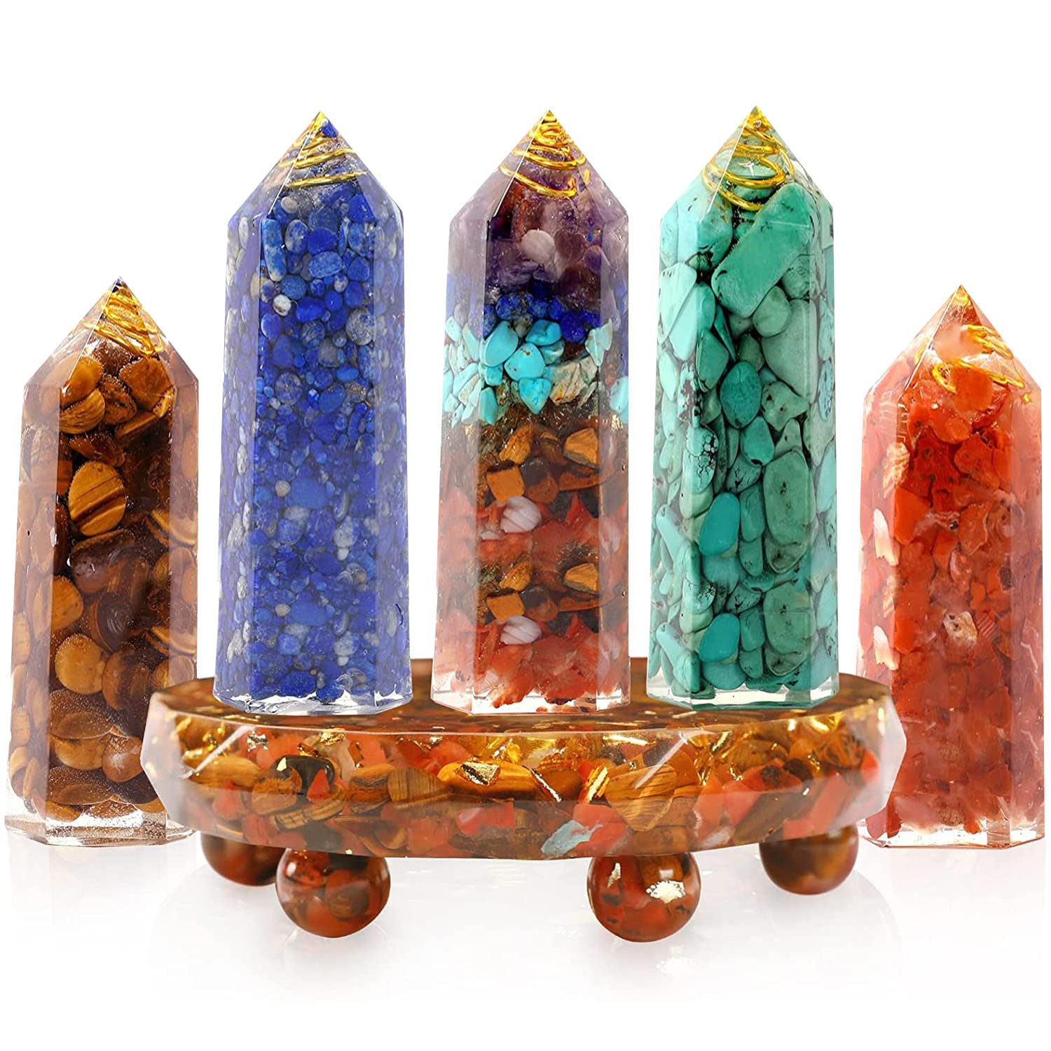  17Pcs Healing Crystals Stones Sets, Hexagonal Bullet Shaped  Reiki Meditation Gemstone Chakra Stones Tiger Eye Obsidian Quartz Crystals  Gemstone Wand Set Pendants with Storage Box : Home & Kitchen