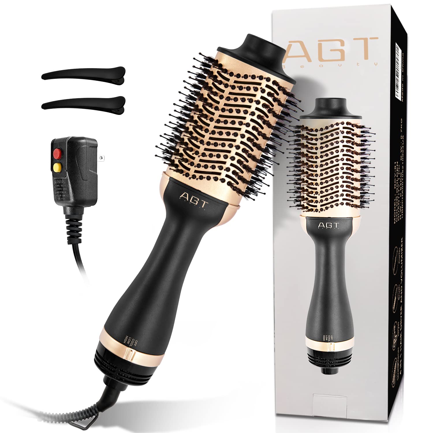 Hot Air Brush, 4 in 1 Hair Dryer Brush & Volumizer, One Step Blow Dryer  Suitable for Straight and Curly Hair, Ceramic Coating Achieve Salon Styling  at Home 1200W(Gold) A-gold