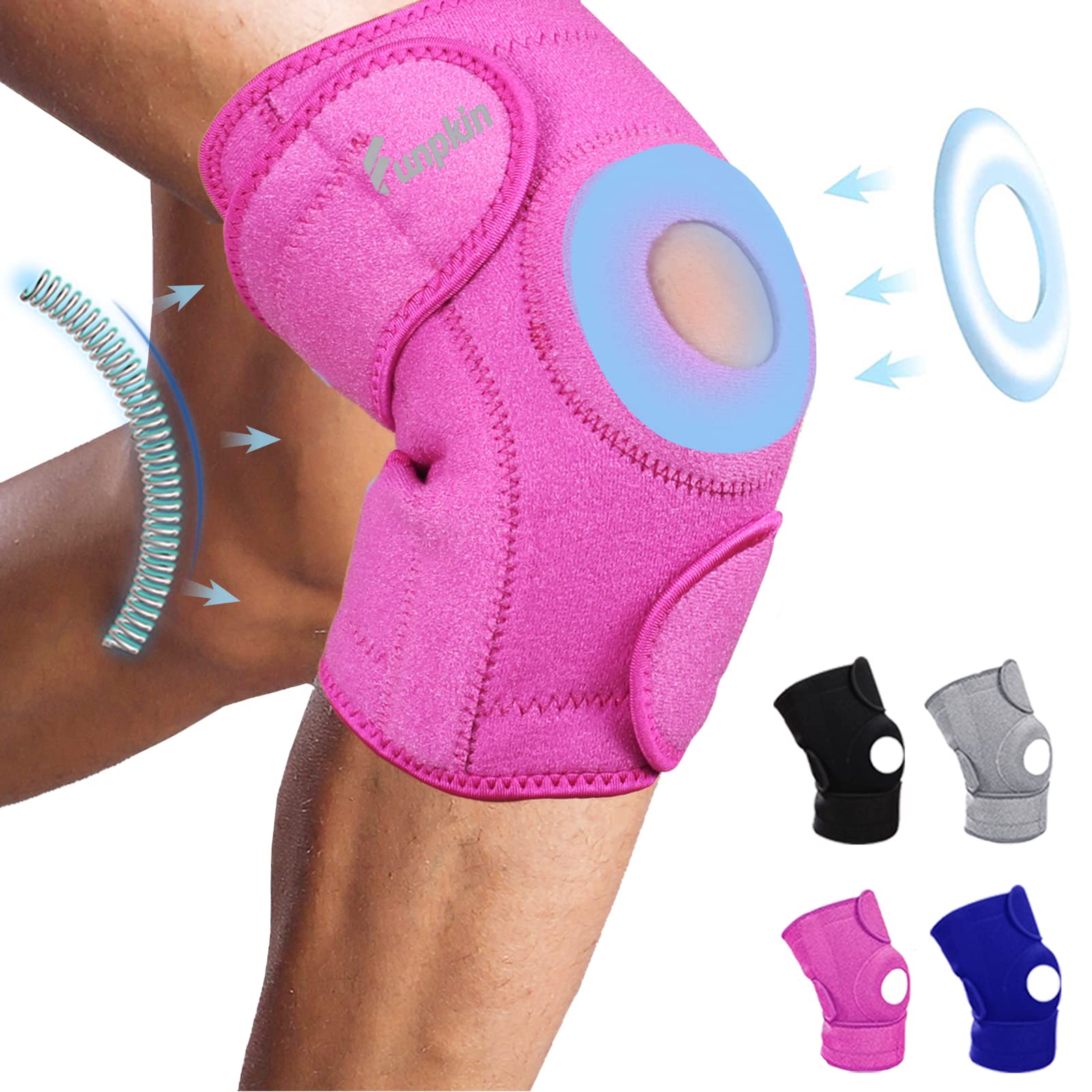 Knee Brace for Women Knee Pain - Adjustable Pink Knee Support Brace with  Patella Gel Pad 