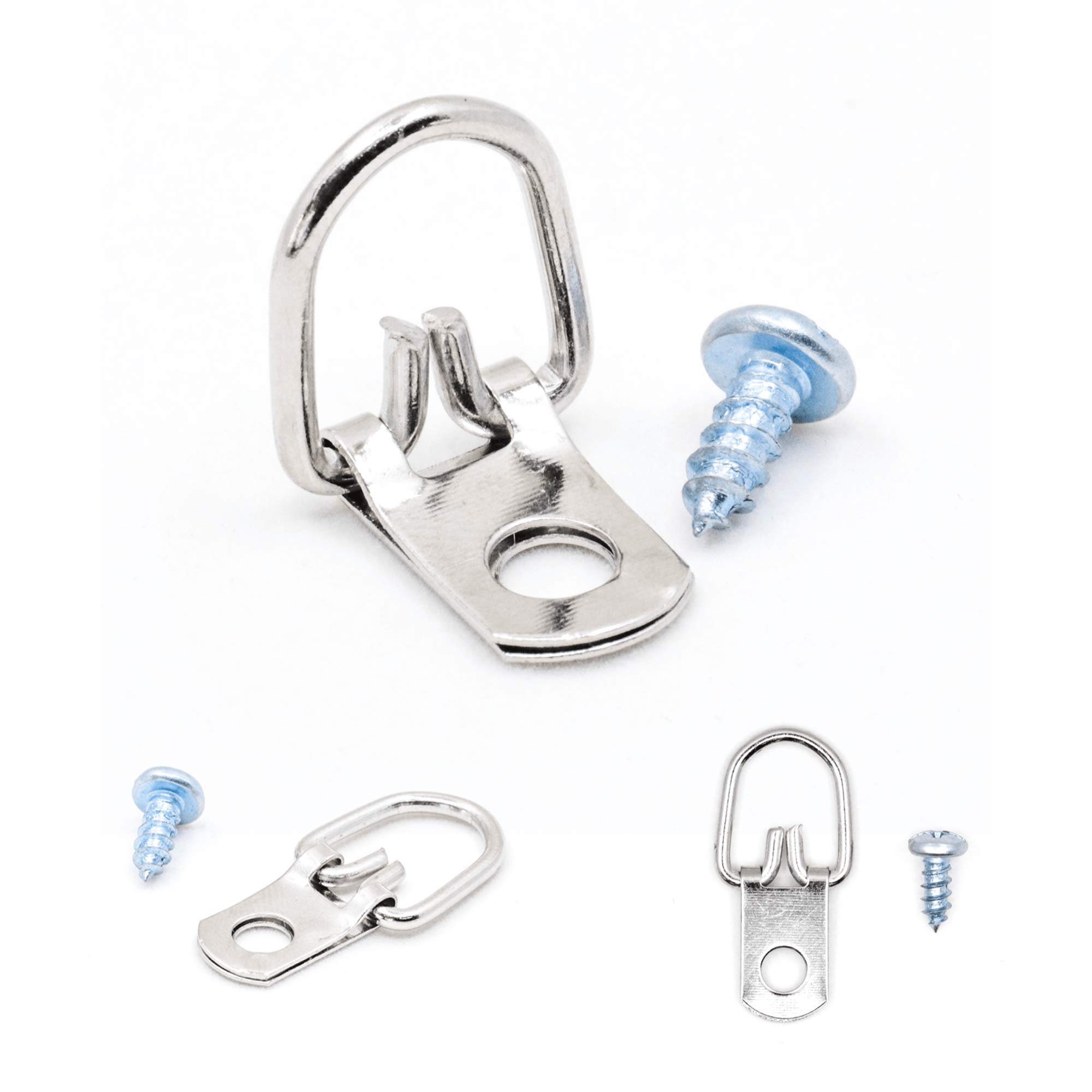 D Ring Picture Hangers with Screws - 100 Pack - Bulk D Rings - Pro Quality  d-Rings - Picture Hang Solutions