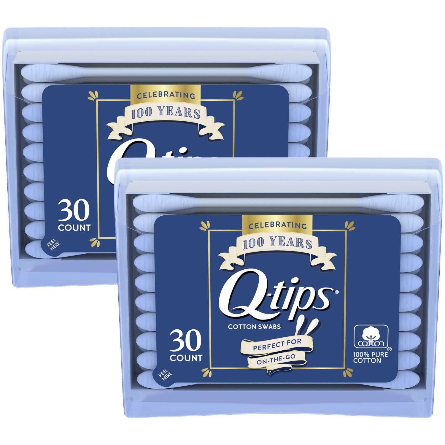 Q-tips Cotton Swabs - Travel Q-tips for Beauty Makeup Nails Men's Grooming  and More Perfect for On the Go Travel Size Case 30 Count Ea (Pack of 2)