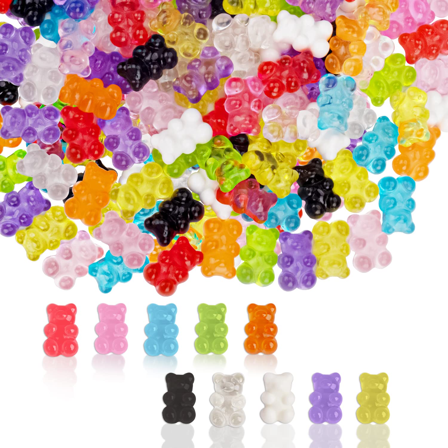 LYroo Kawaii Gummy Bear Charms Resin Flatback 3D Charms for Nail