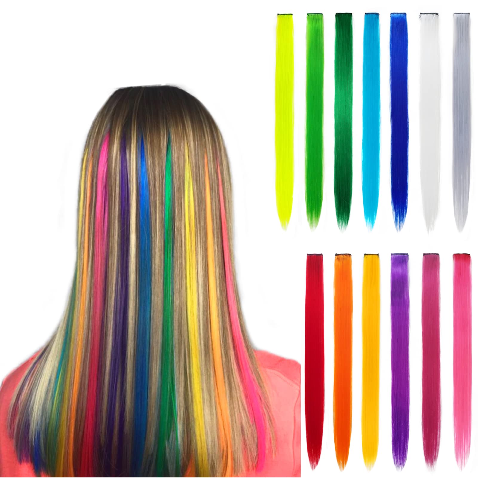13 Pcs Colored Hair Extensions 20 Inch