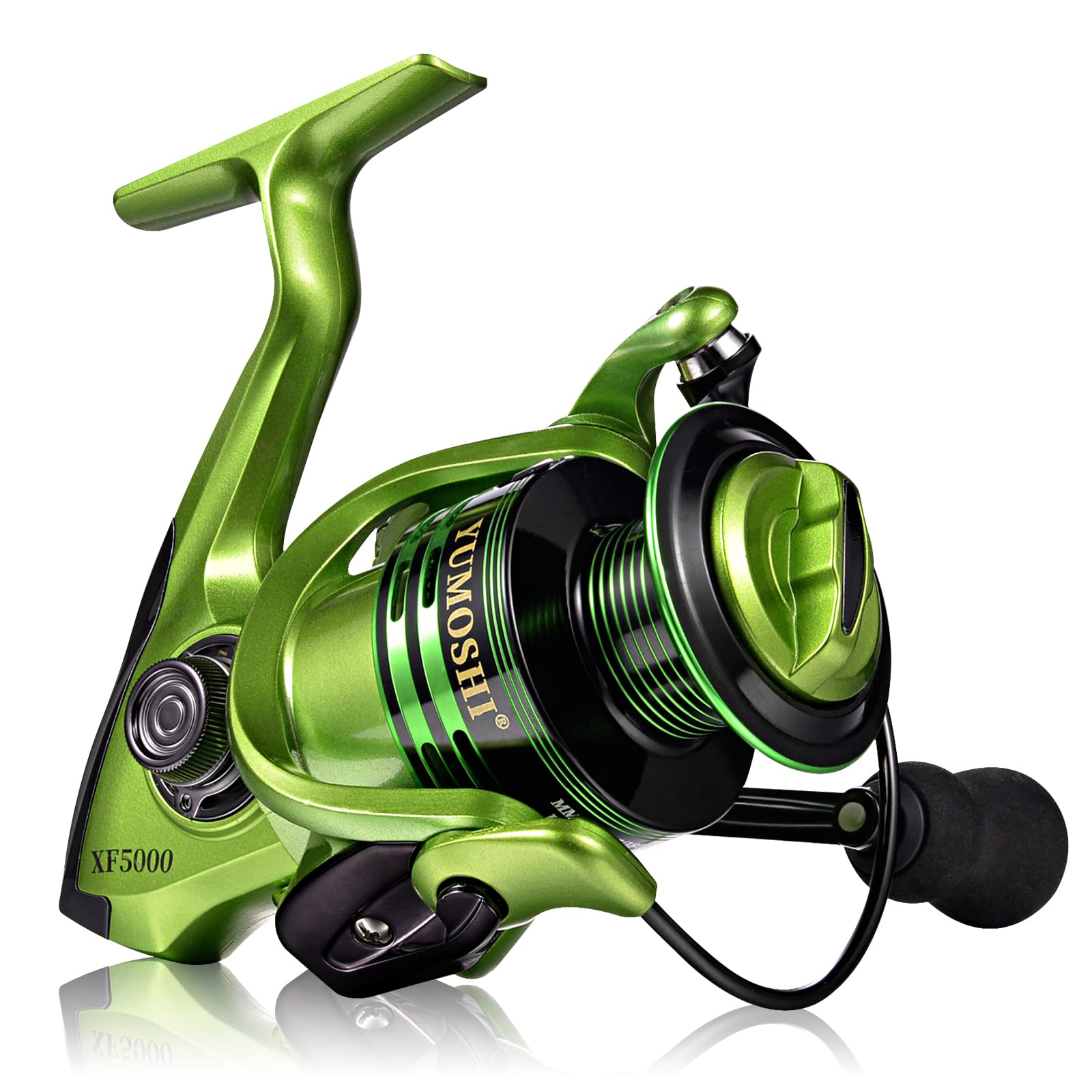 Spinning Fishing Reel Ultra Smooth Powerful Light Weight Carbon Fiber with  5.5:1 Gear Ratio Metal Body Collapsible Handle13+1BB for Freshwater Saltwater  Fishing Green XF3000