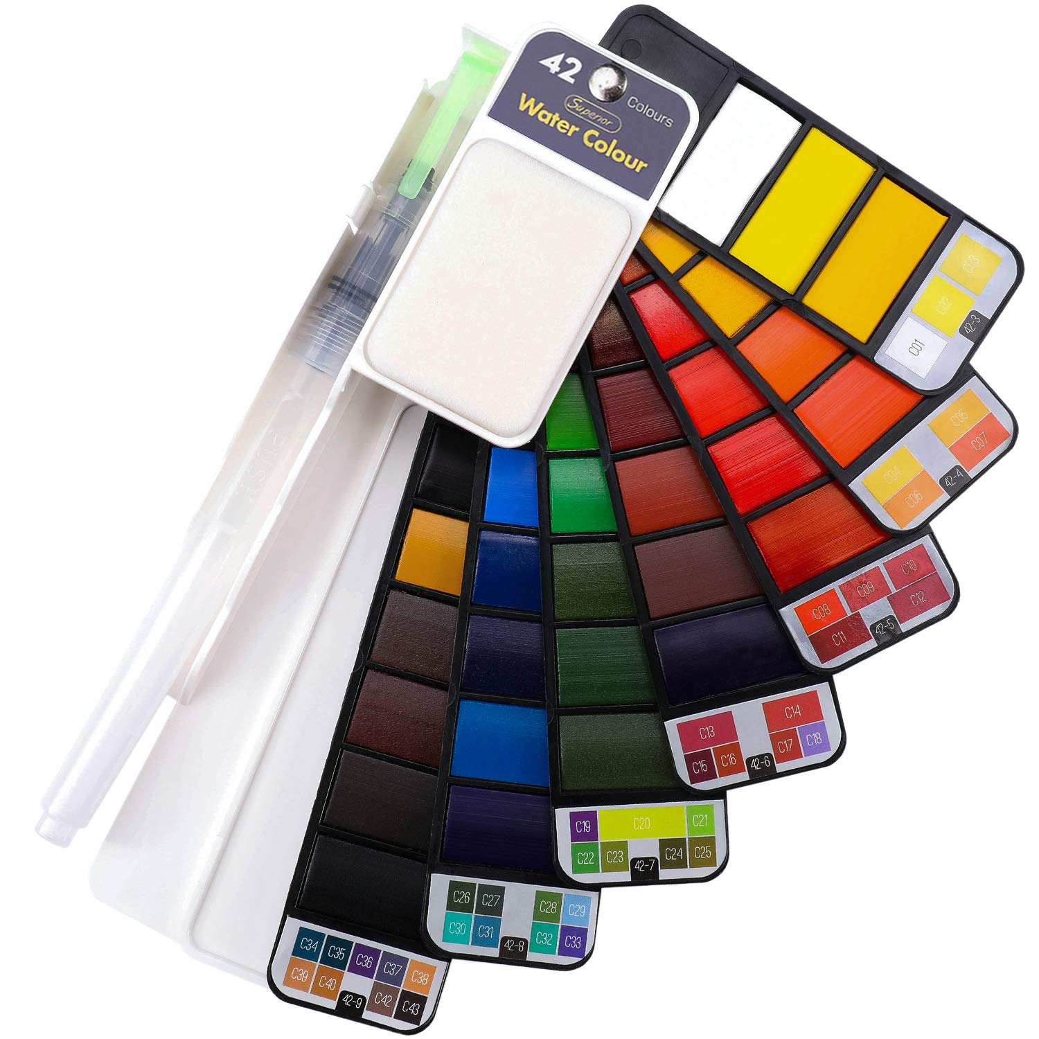Dyvicl Watercolor Paint Set 42 Assorted Colors Foldable Paint Set