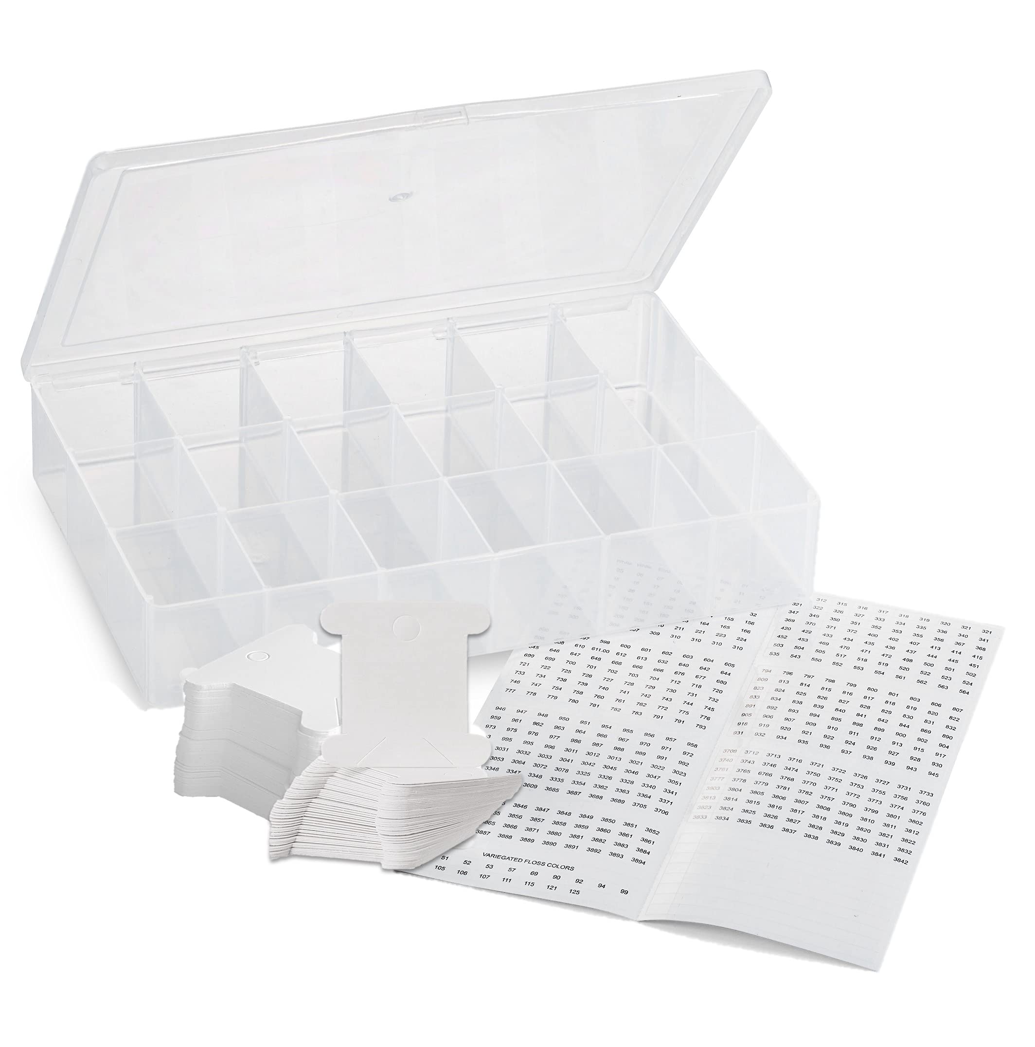 Embroidery Floss Organizer Box  17 Compartment Plastic Box with Lid, Embroidery  Thread Organizer with 100