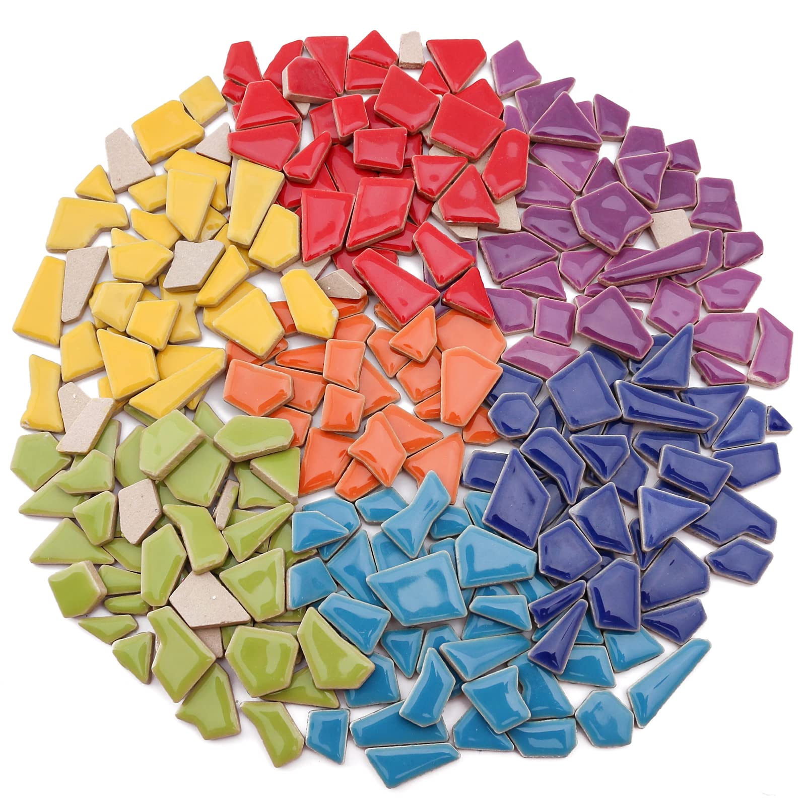 Youway Style 454g Ceramic Mosaic Tiles for Crafts Bulk Broken Tiles Pieces for Mosaic Craft Supplies Mosaic Kits(Mixed Colors 1 pound) Multicolor