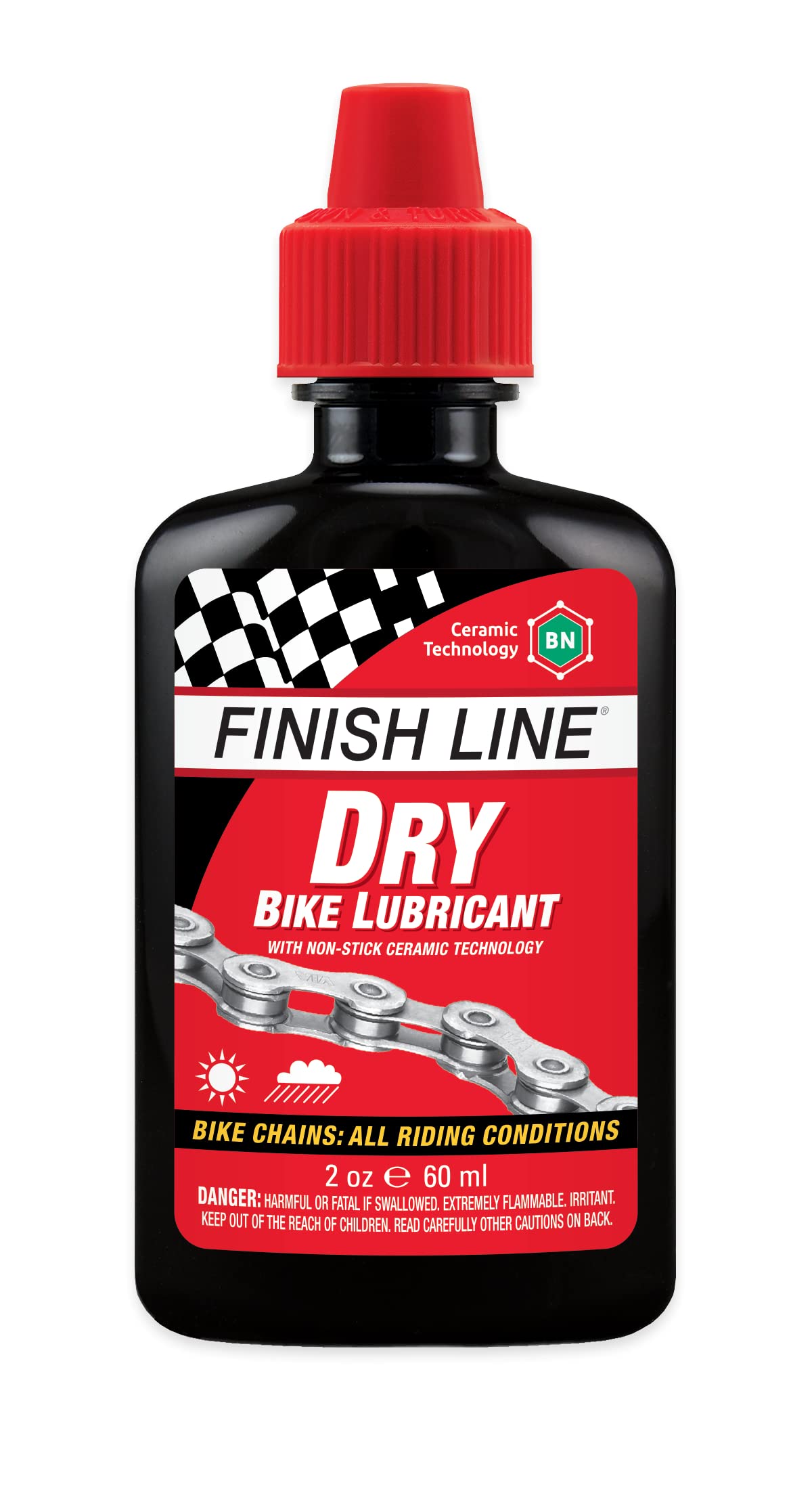 Finish Line DRY Teflon Bicycle Chain Lube 2oz Drip Squeeze Bottle , Black