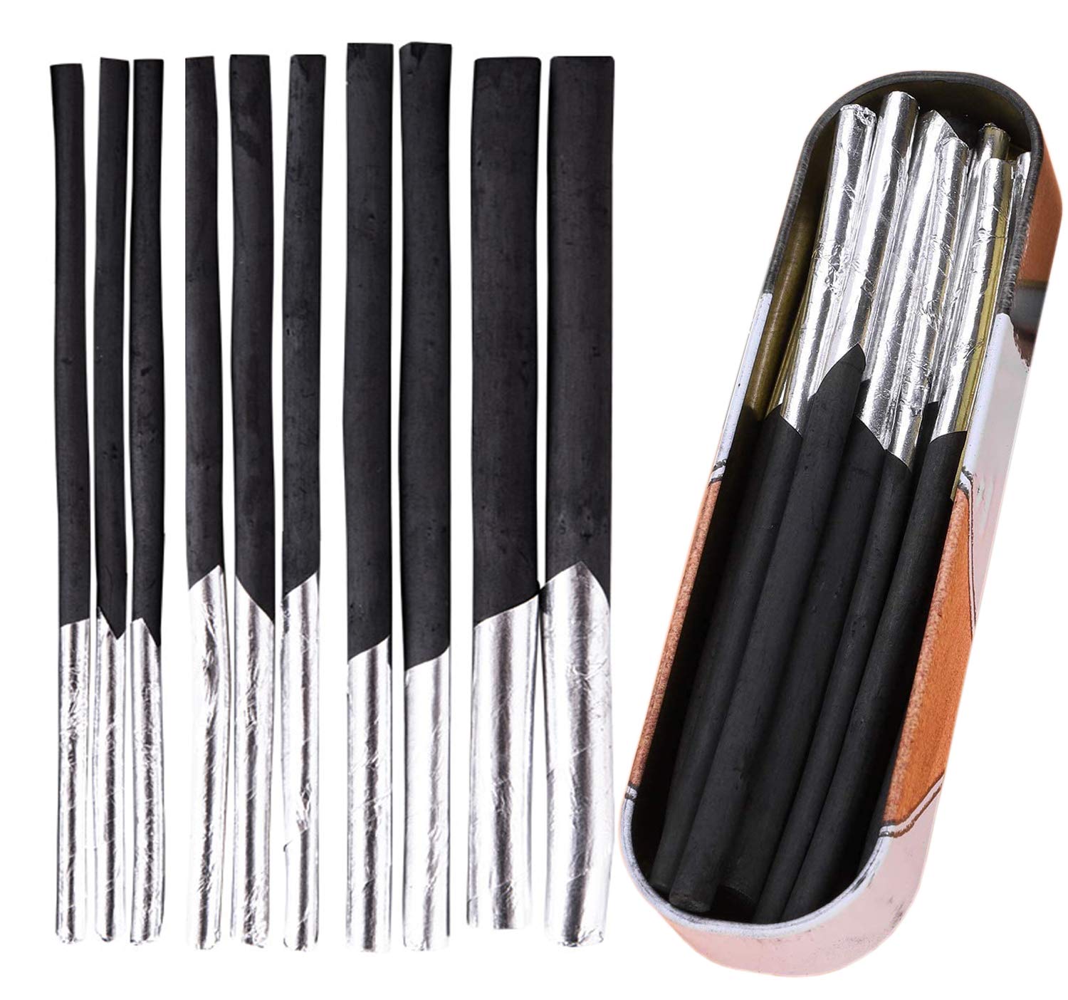 10pcs Vine Charcoal Sticks Willow Artist Soft Charcoal Pencil Sticks  Drawing Art Set in Tin Box 4 Sizes Charcoal Drawing Chalks Art Medium for  Sketching Drawing Shading