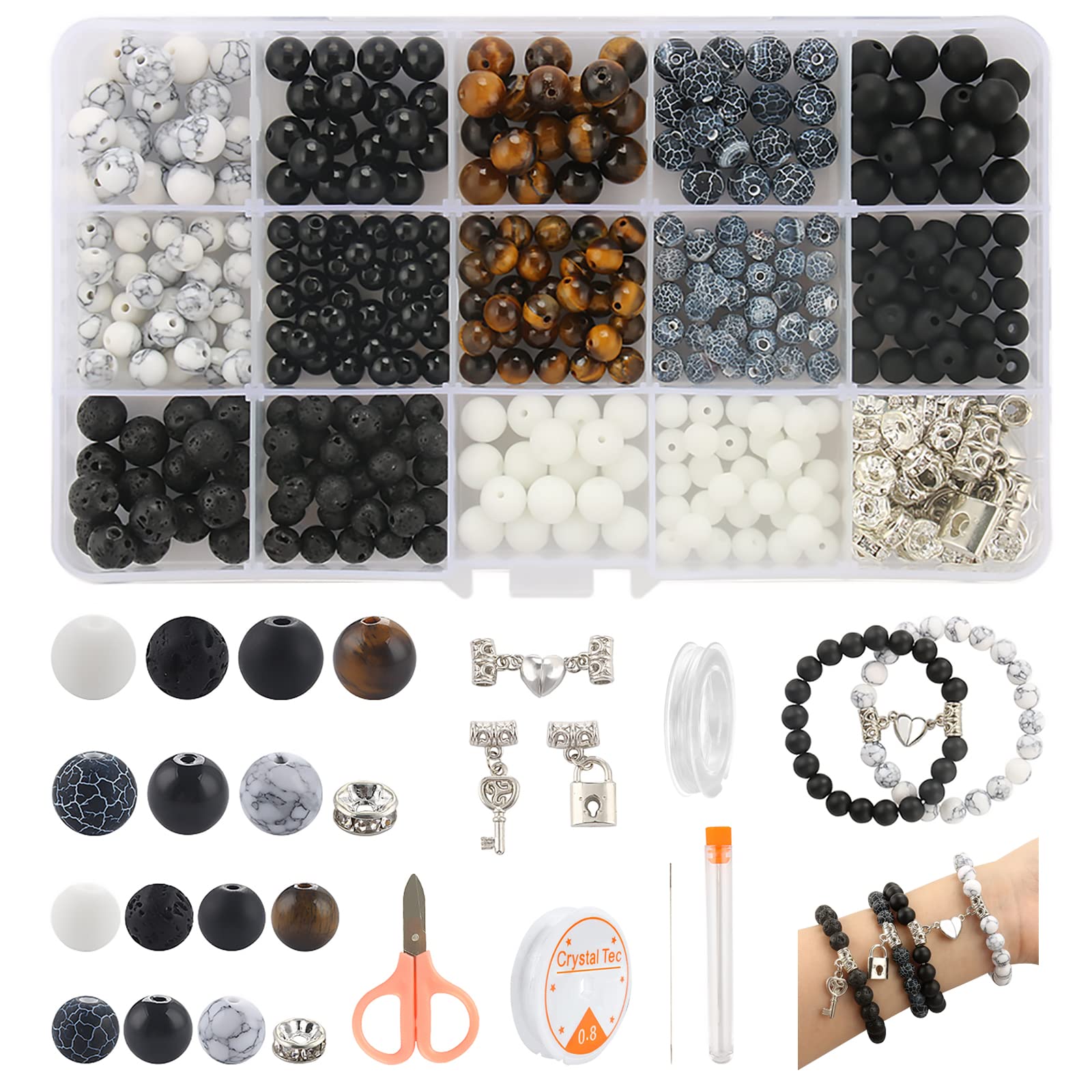 Mchruie Stone Beads for Jewelry Making Charm Bracelet Making Kit