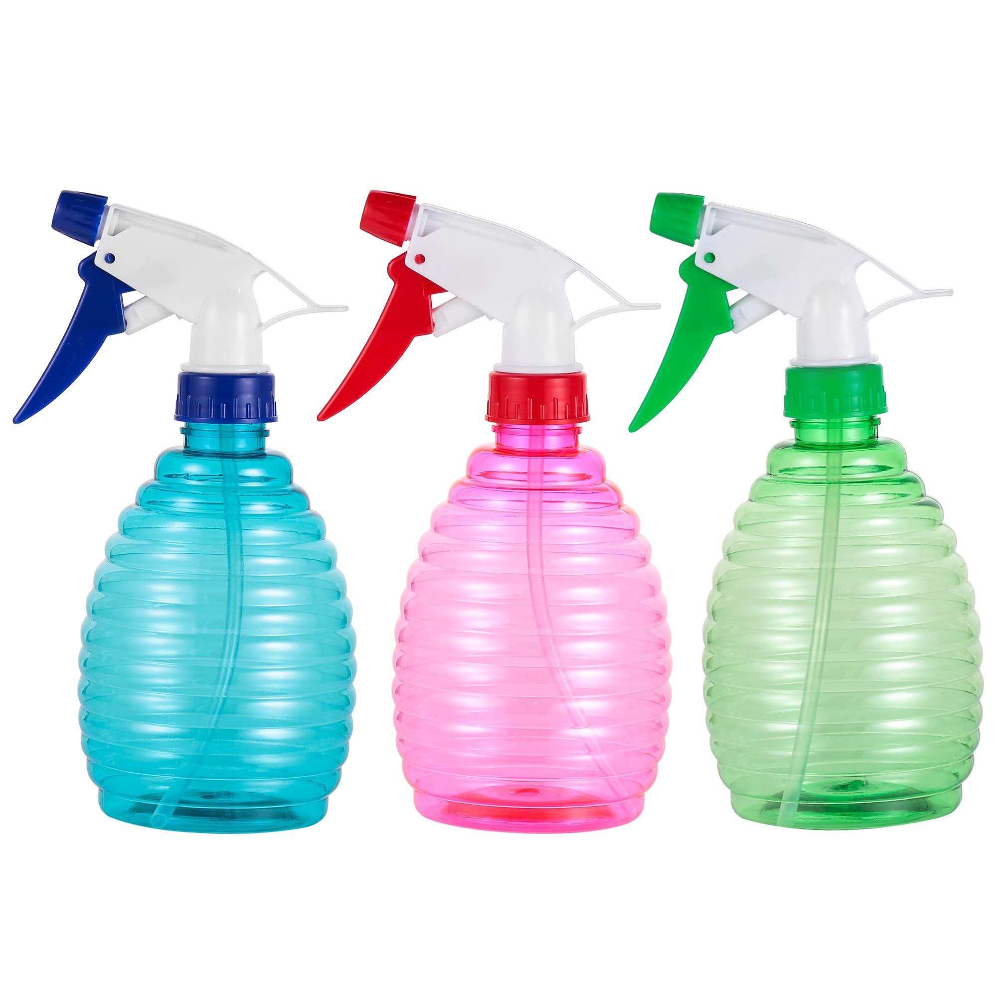 Pack of 3-16 Oz Empty Plastic Spray Bottles - Attractive Vibrant Colors -  Multi Purpose Use Durable