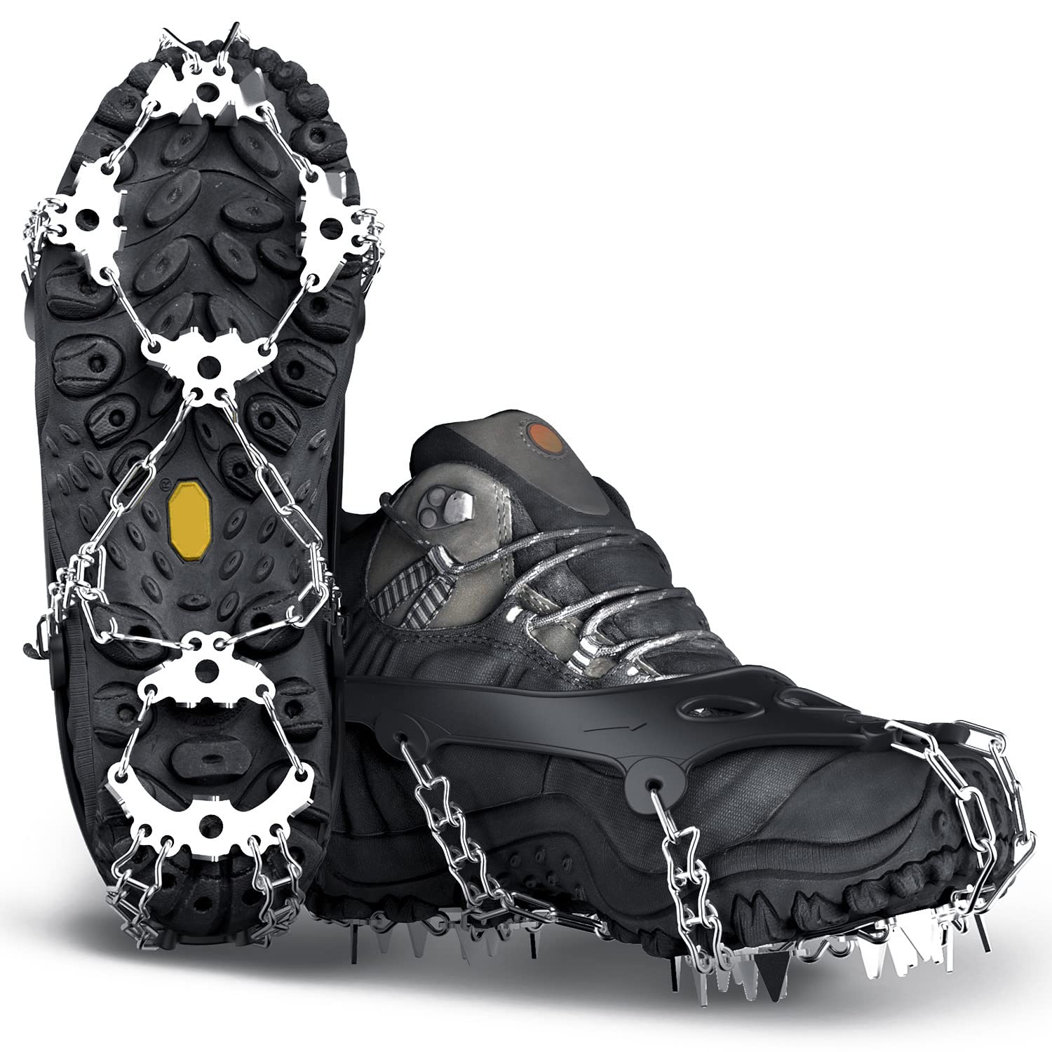 Ice Cleats for Hiking Boots and Shoes, Non Slip Stainless Steel Boot Chains  Shoe Ice & Snow Grips, Walk Traction Micro Spikes Crampons for Ice