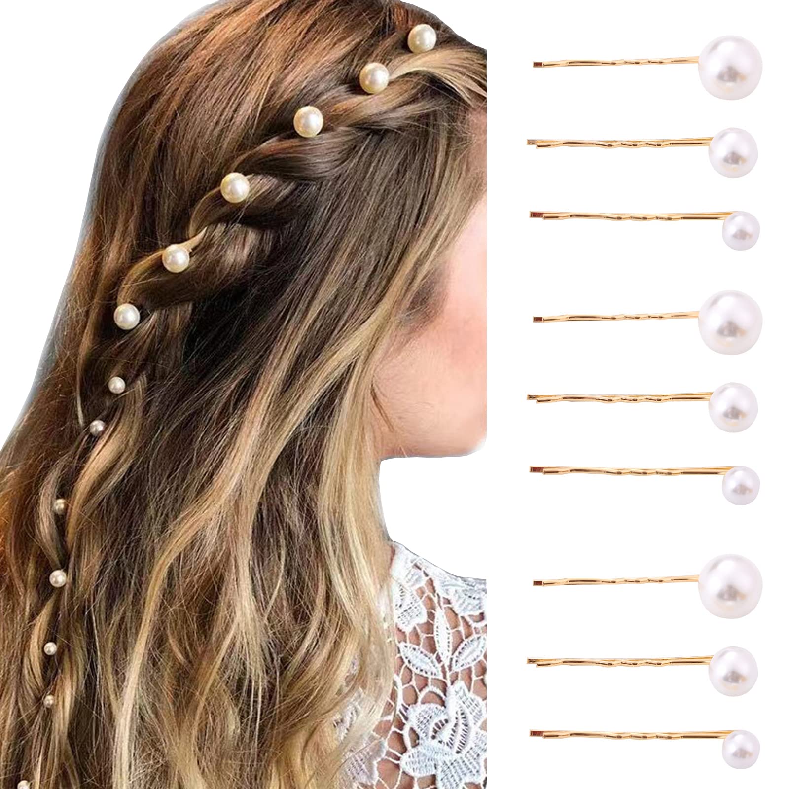 Pearl Bobby Pins 9 PCS for Women Hair Clip Simulation Pearl Hair Accessories  Hairpin for Holiday Wedding Birthday Bridal Prom Gold 9 PCS