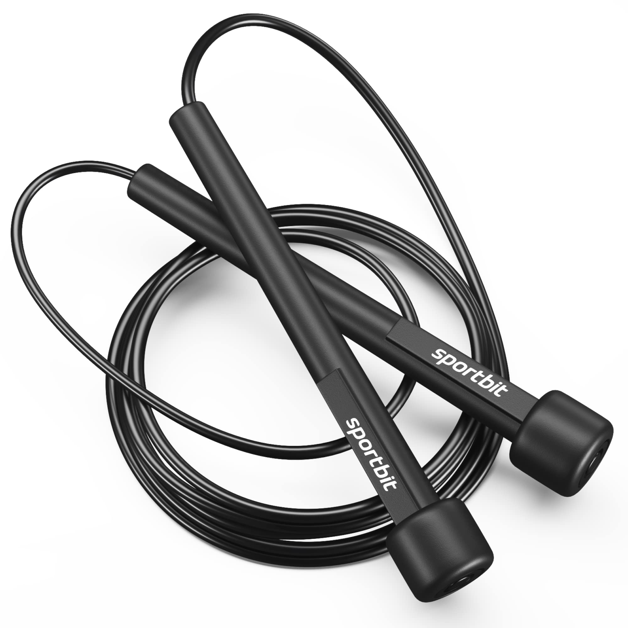 SPORTBIT Adjustable Jump Rope for Speed Skipping. Lightweight Jump Rope for  Women, Men, and Kids. Skipping Rope for Fitness. Speed Jump Rope for  Workout, Women Exercise. Black Plastic Handles