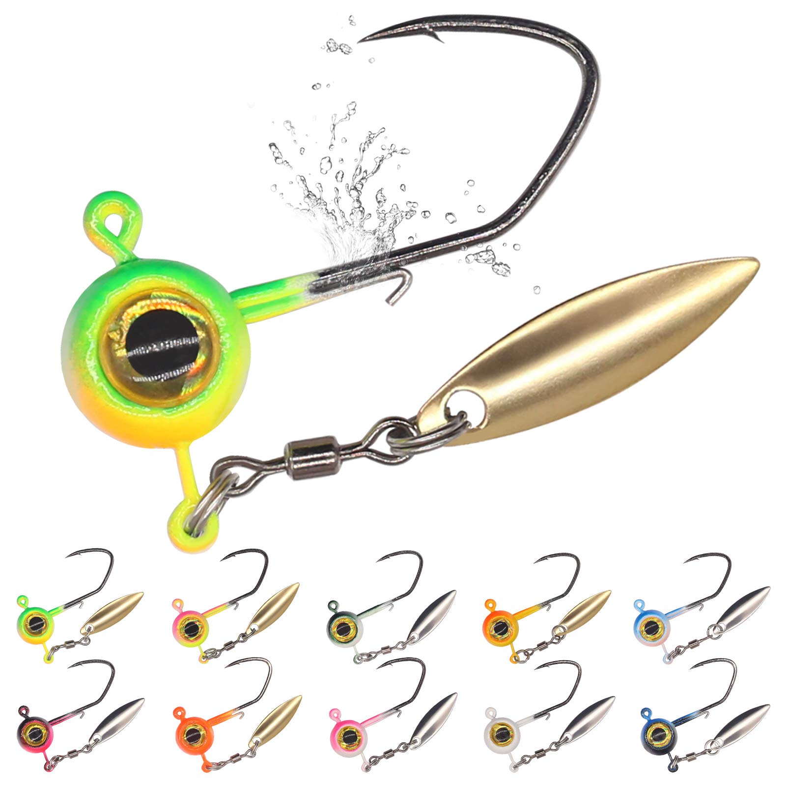 Crappie-Jig-Heads-Kit-with-Underspin-Jig-Head-Spinner-Blade, Crappie Lures  and Jigs for Crappie