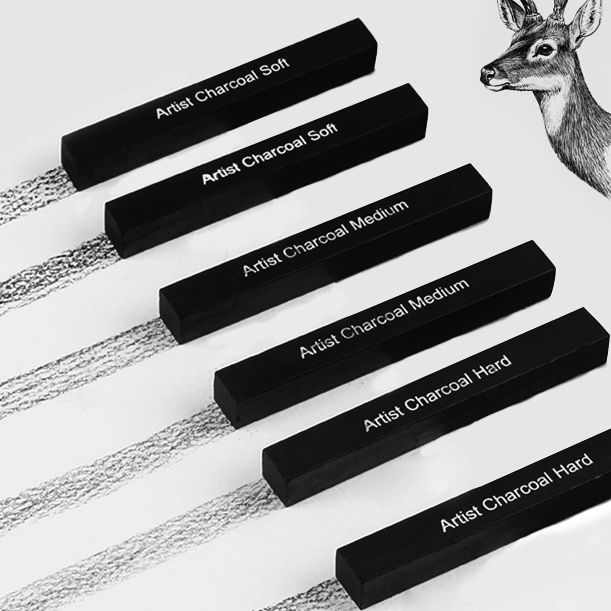 ANNECOSK 6 Pack Compressed-Charcoal-Sticks Vine Charcoal Sticks