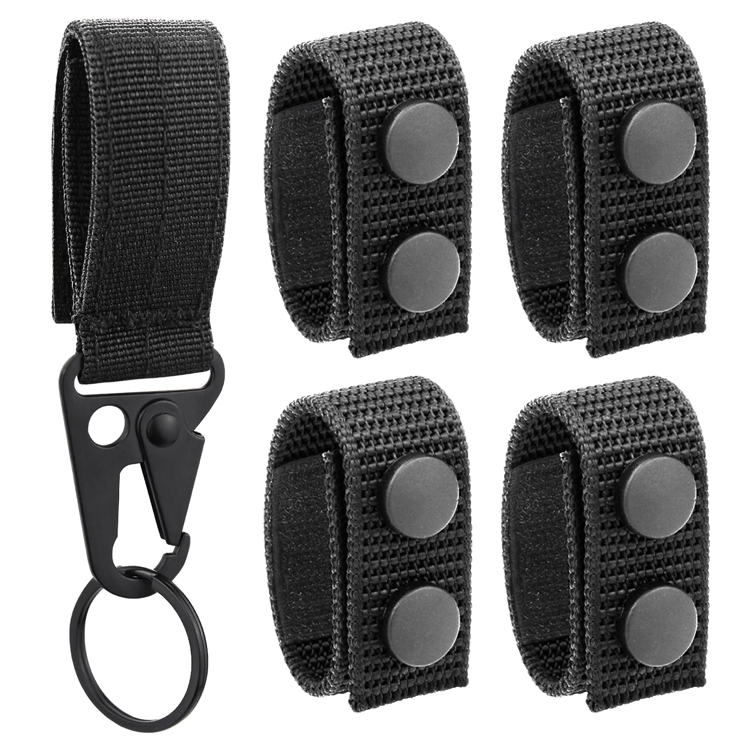 Belt Keepers with Tactical Gear Clip, Law Enforcement Nylon Duty Belt  Keepers 2 with Key Holder UIInosoo for Police Black 5 Pcs