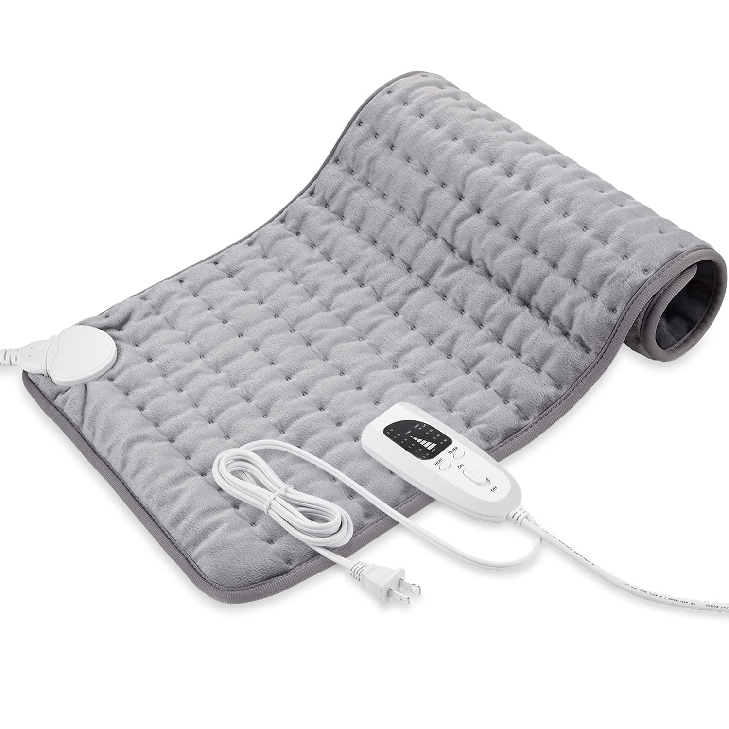 Heating Pad - Electric Heating Pads - Hot Heated Pad for Back Pain Muscle  Pain Relieve - Dry & Moist Heat Therapy Option - Auto Shut Off Function  (Light Gray, 12 x