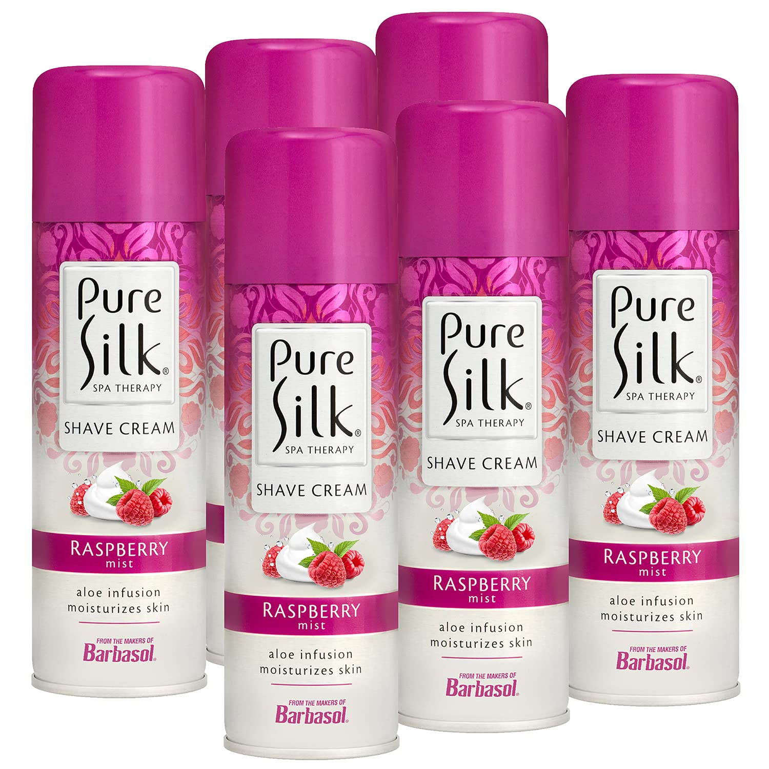 Pure Silk Raspberry Mist Spa Therapy Shave Cream for Women, 7.25 Oz, Pack  of 6