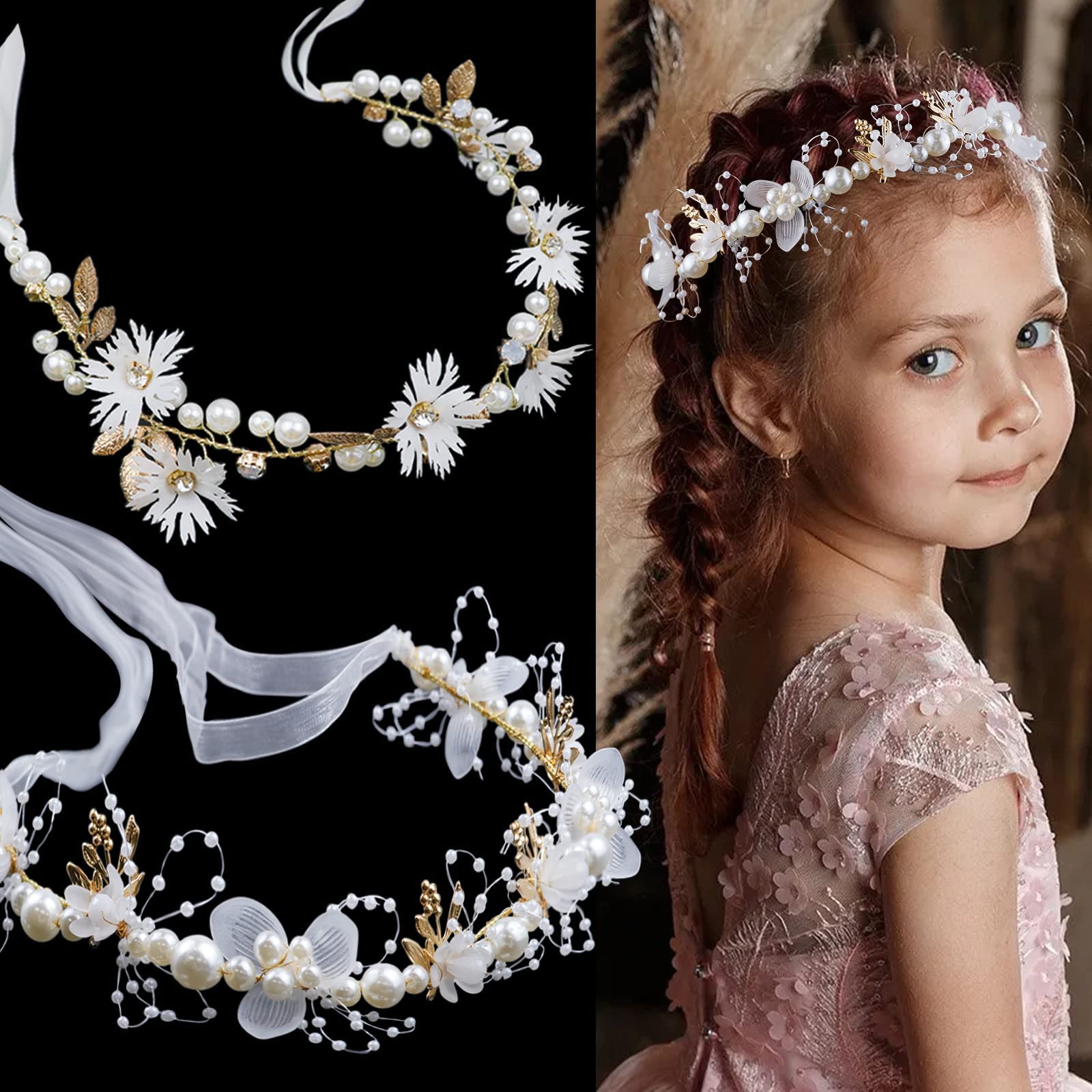 thumbnail image 2 of Oriamour Flower Girl Headpiece, Flower Girl Hair Accessory 2 of 14