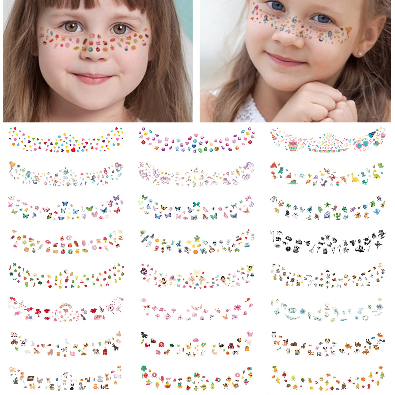 24Sheets Face Temporary Tattoo for Girls Boys Freckles Face Tattoo
